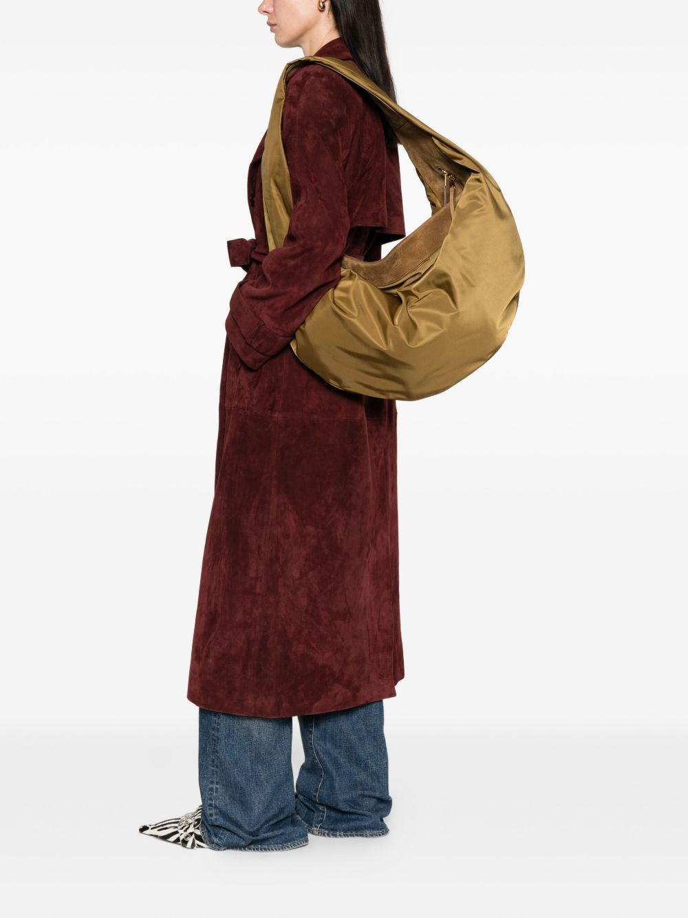 suede-trimmed shoulder bag - 2