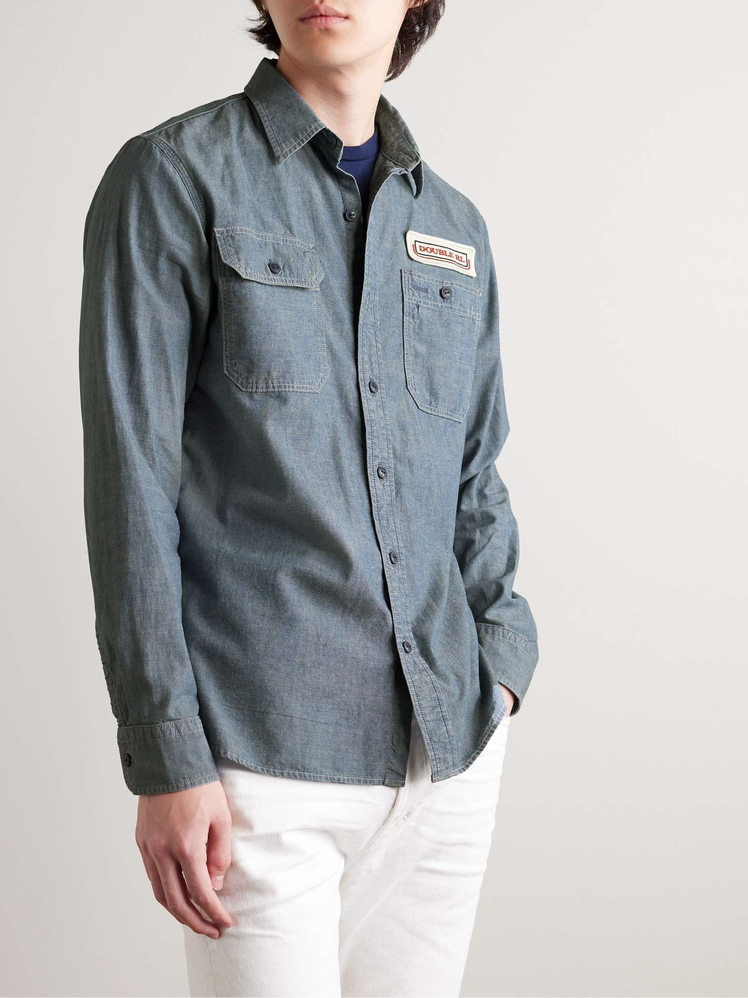 Embroidered Cotton and Hemp-Blend Chambray Shirt - 3