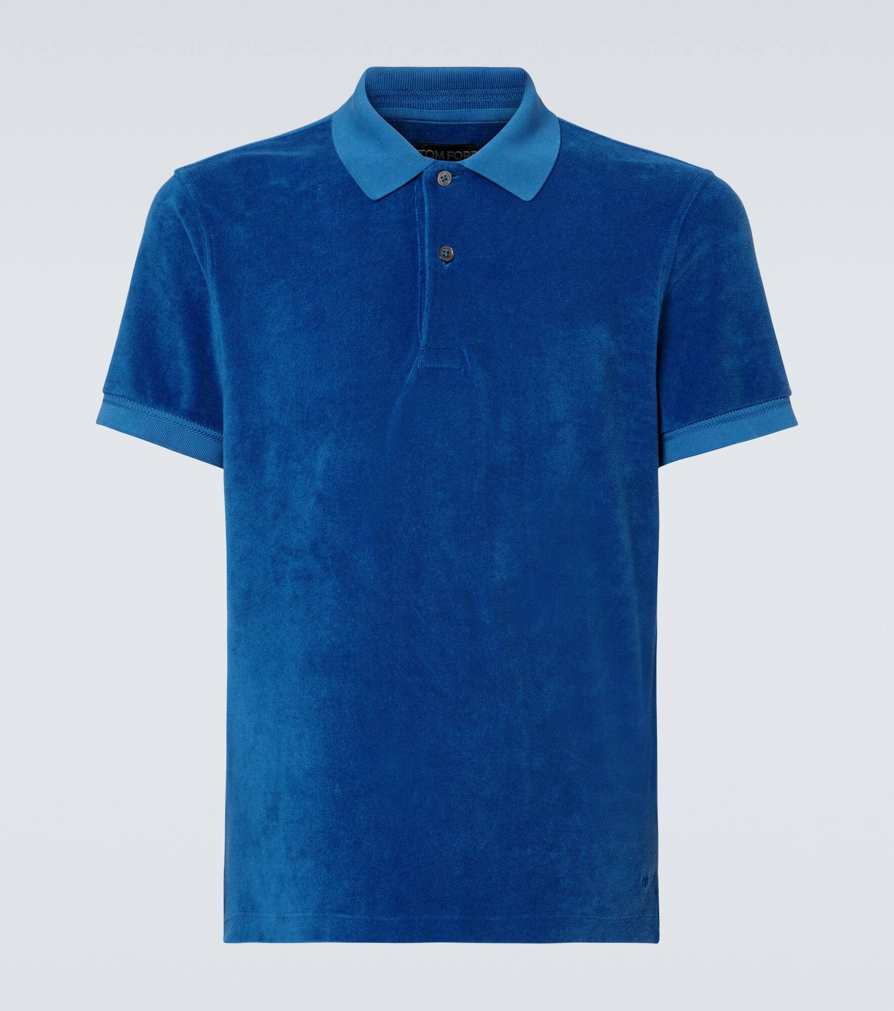 Cotton-blend terry polo shirt - 1