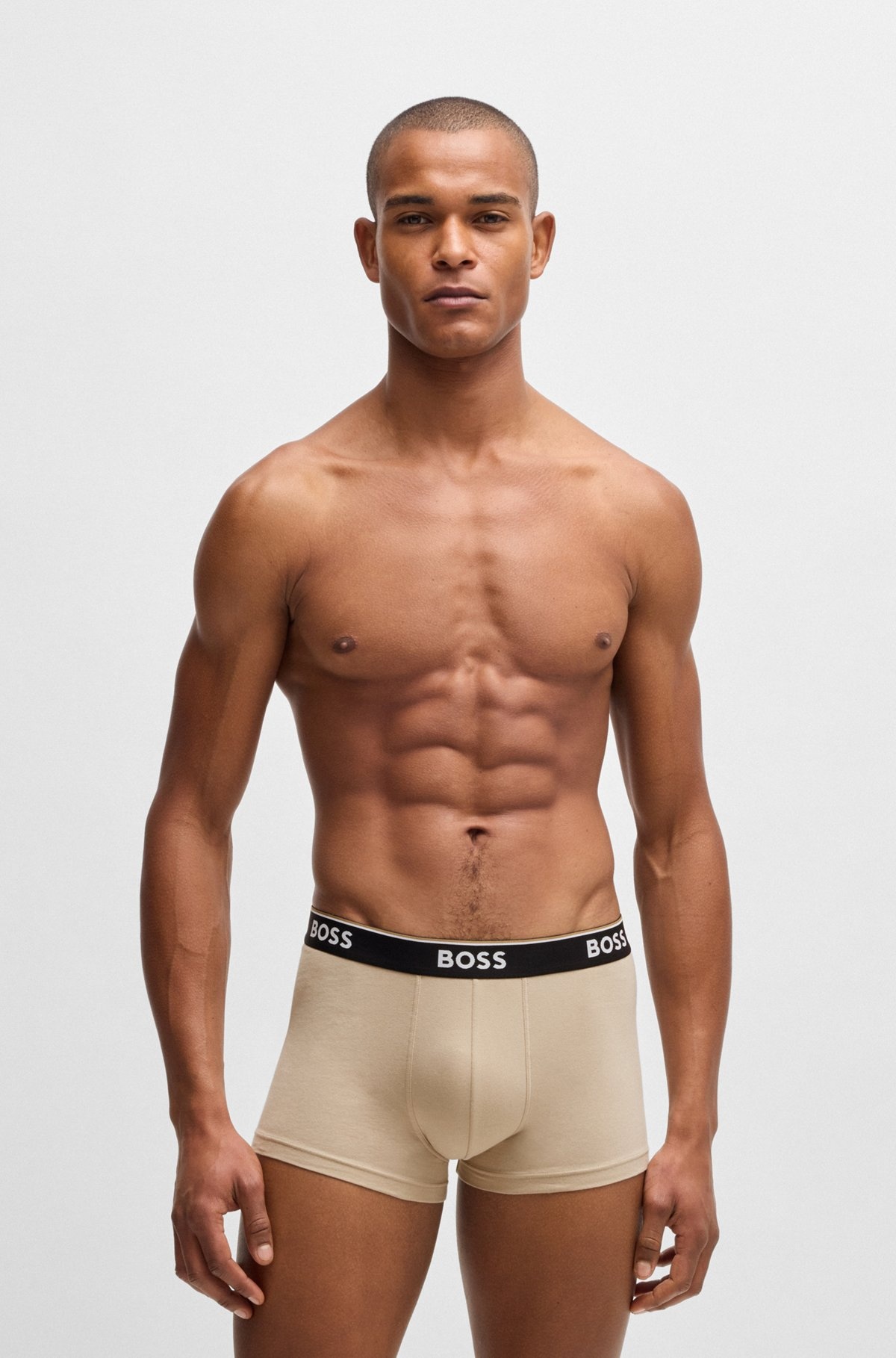 THREE-PACK OF STRETCH-COTTON TRUNKS WITH LOGO WAISTBANDS - 7