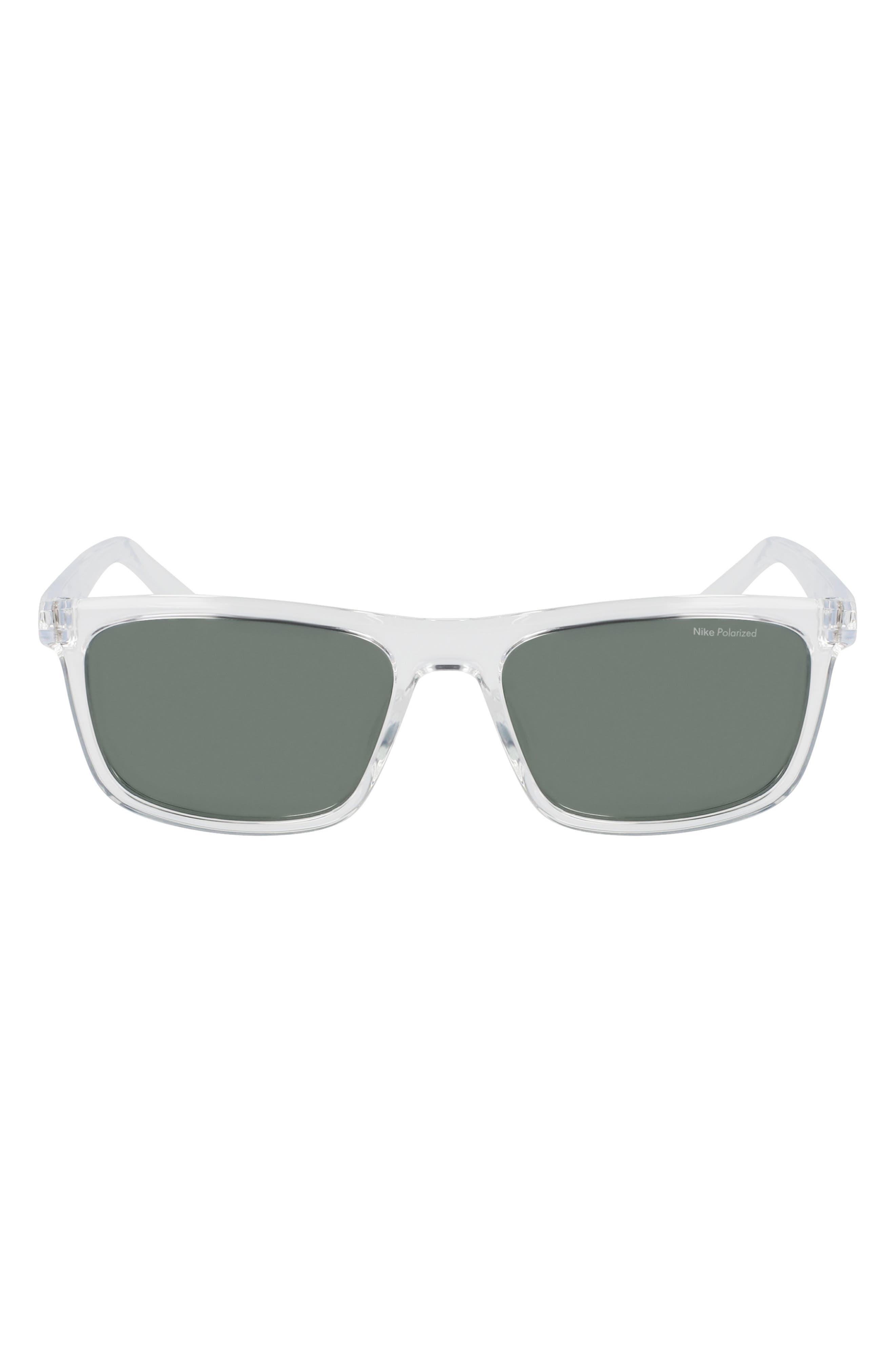 Nike Embar 56mm Polarized Square Sunglasses in Clear /Polar Green at Nordstrom - 1
