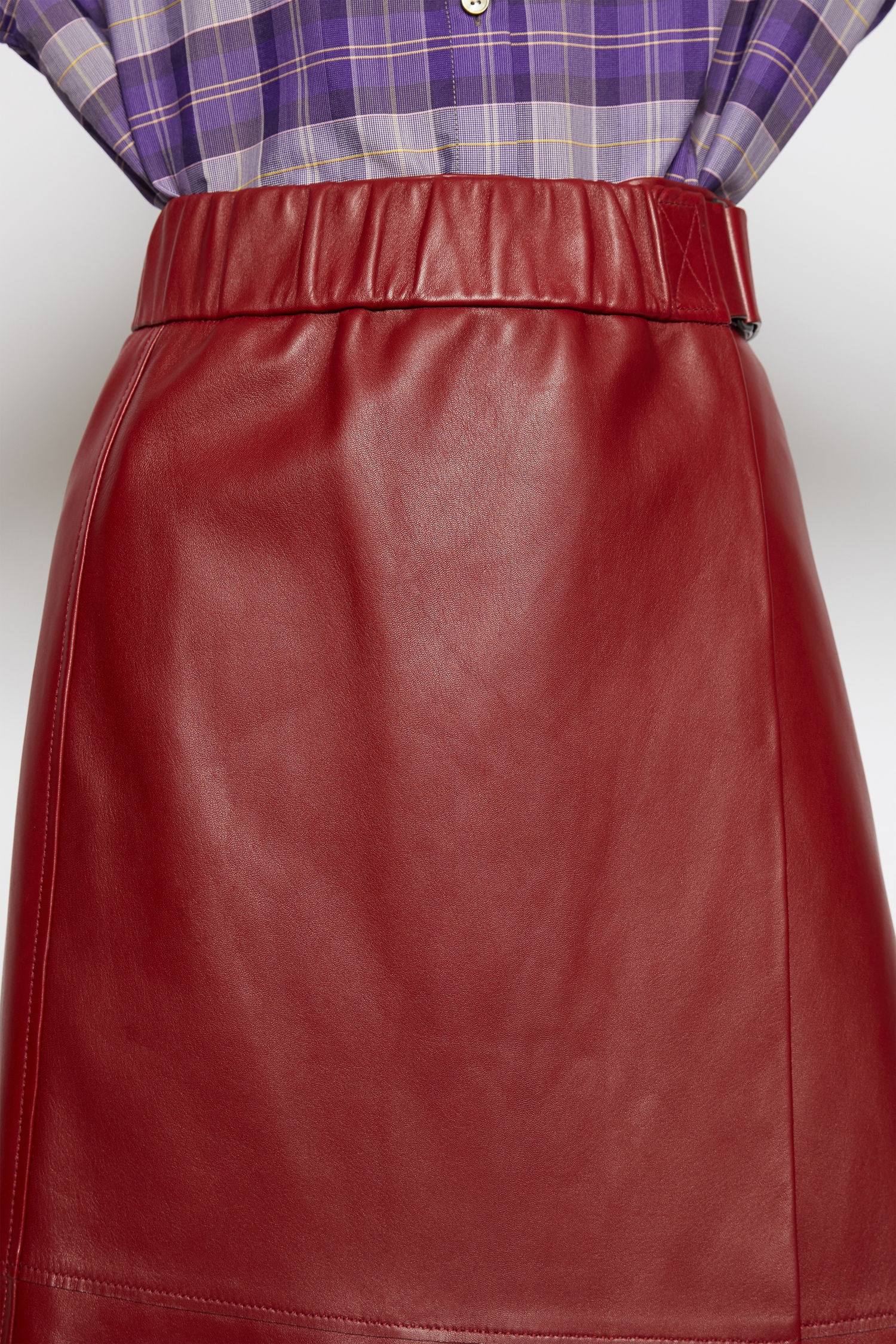 Leather wrap skirt wine red - 6