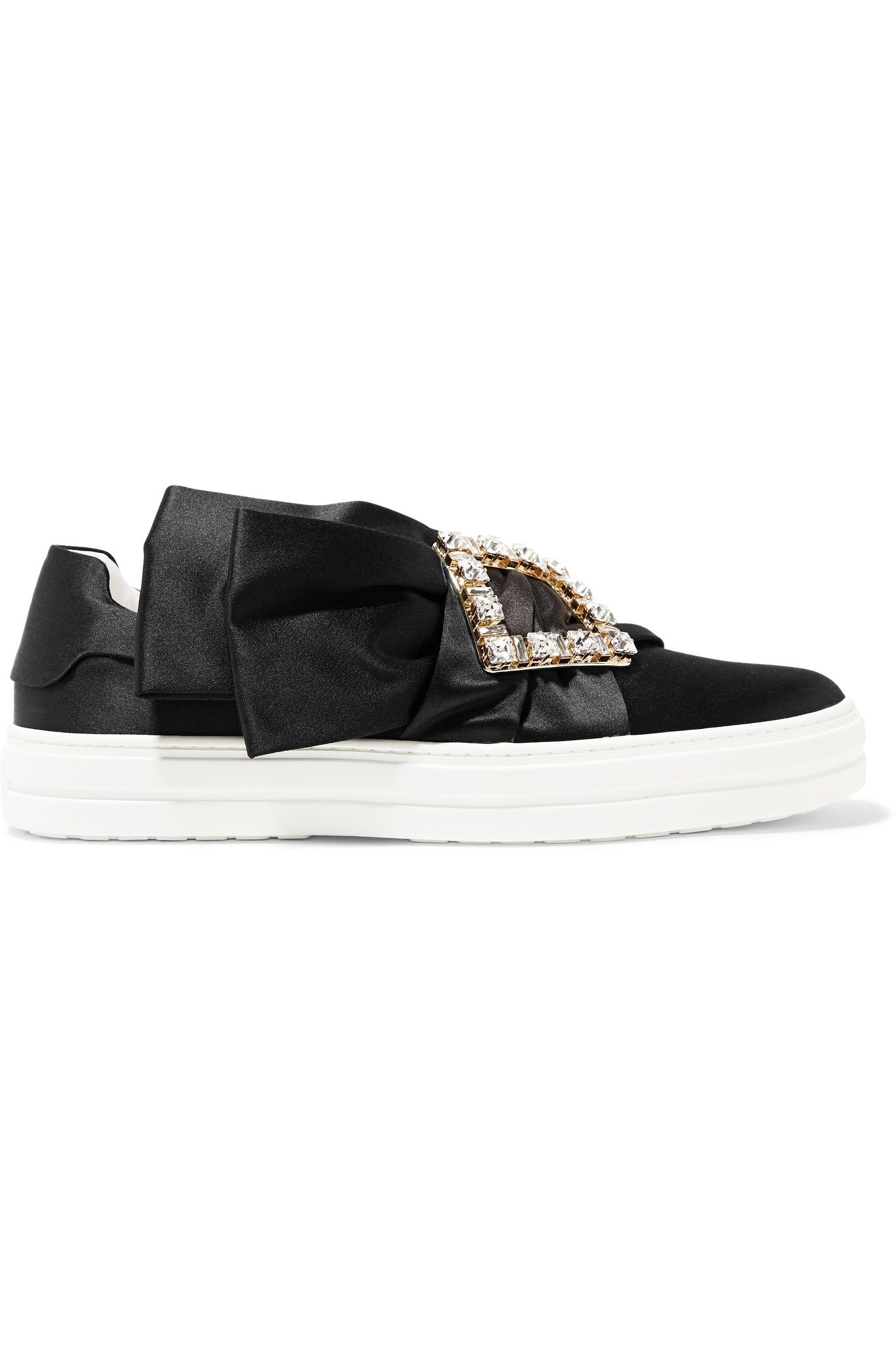 Sneaky Viv crystal-embellished satin slip-on sneakers - 1