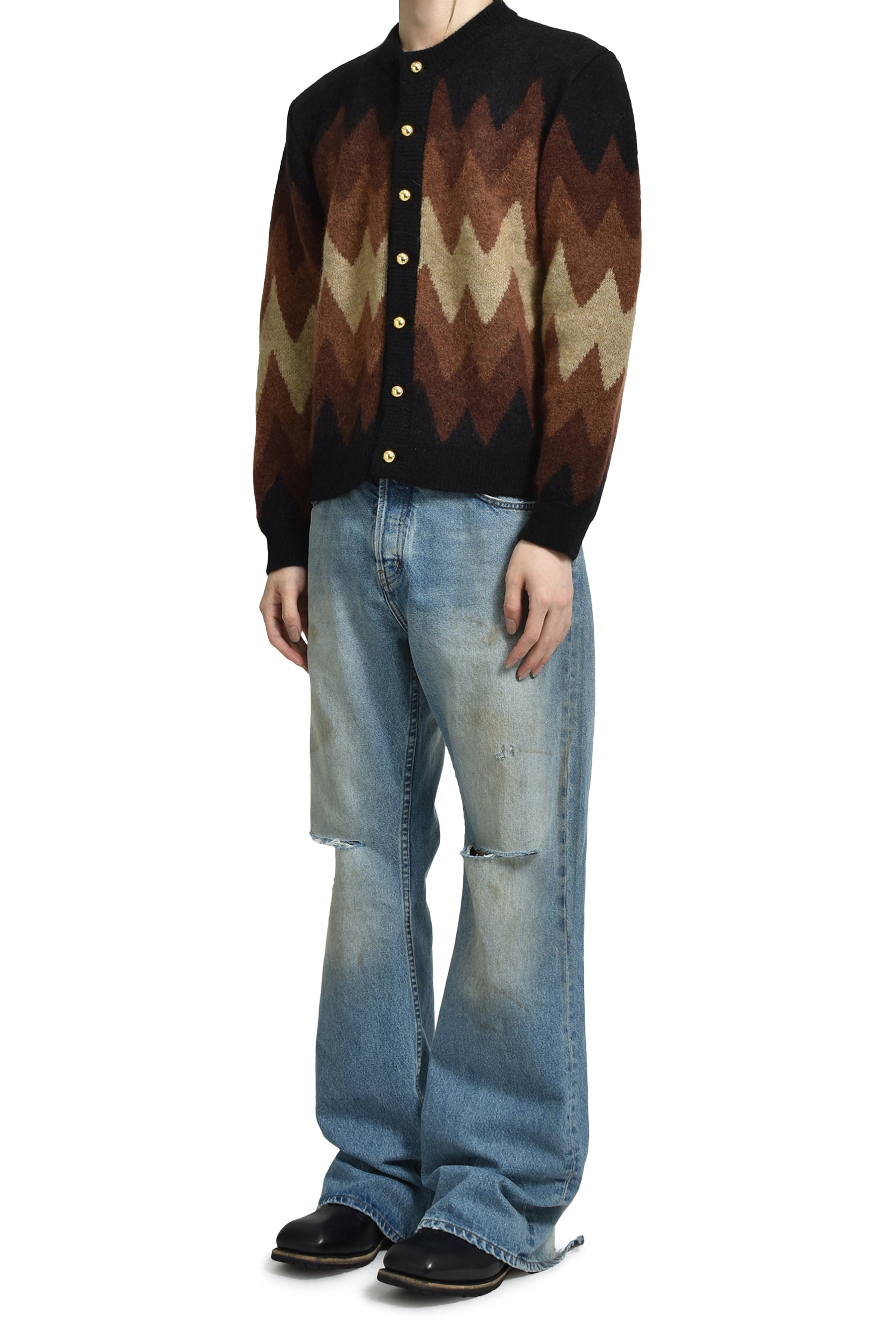 DEGRADE JACQUARD CARDIGAN / BRW BEI - 4