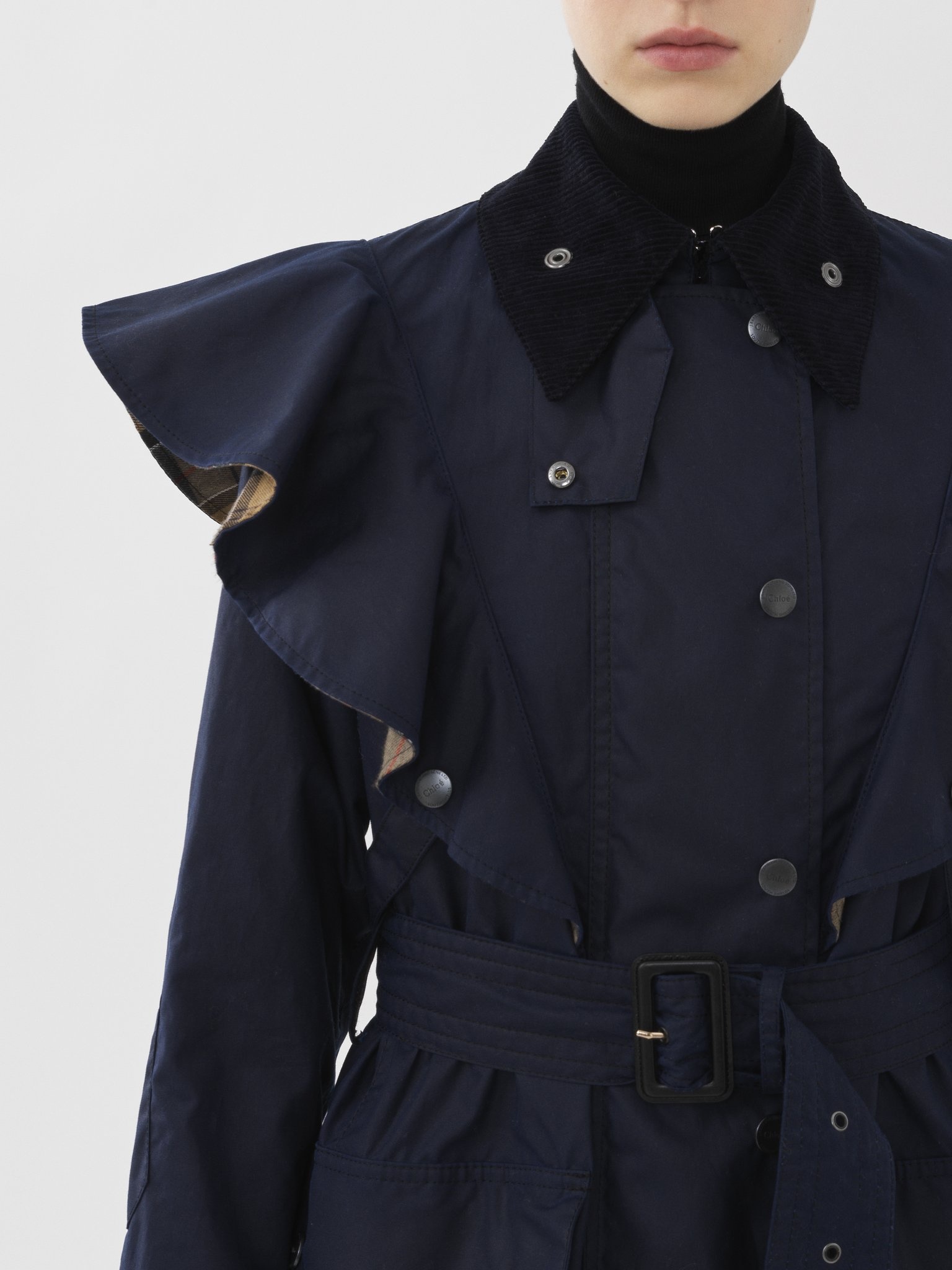 BARBOUR FOR CHLOÉ "DUSTYN" RUFFLED JACKET - 6