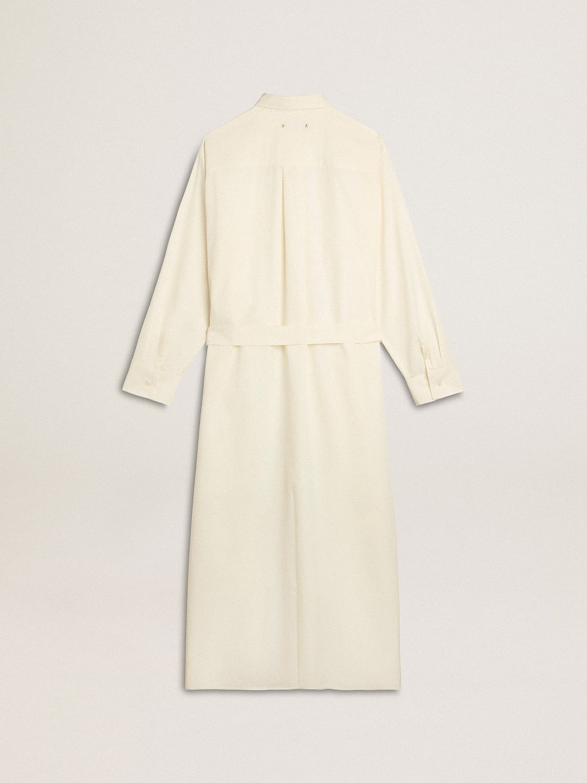 Long shirt dress in solid color cotton poplin - 5