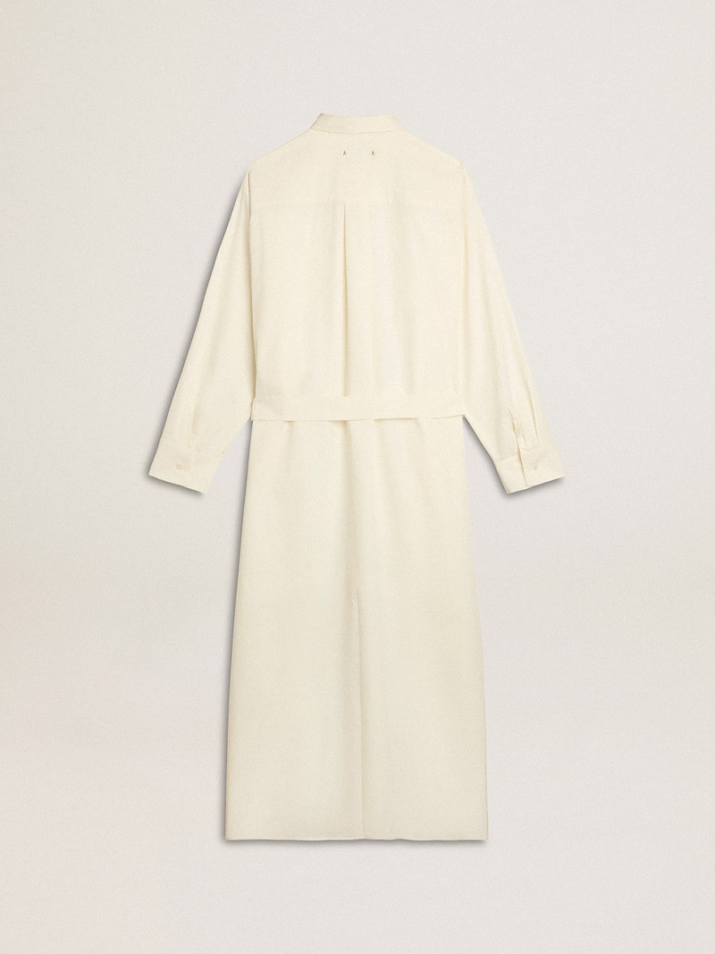 Long shirt dress in solid color cotton poplin 5