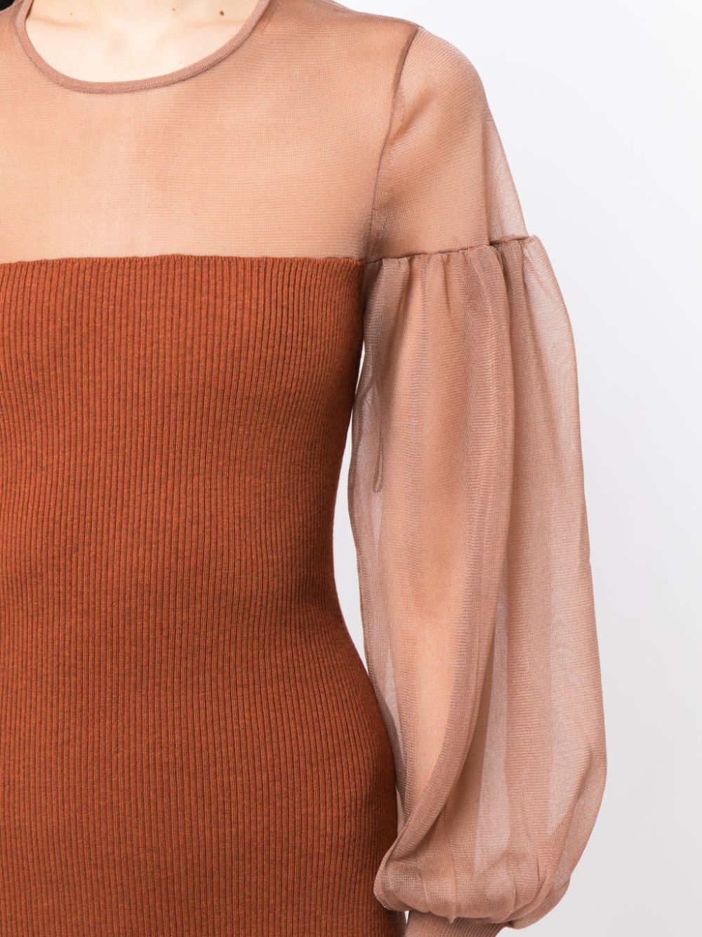 Milla sheer-panelling ribbed dress - 5