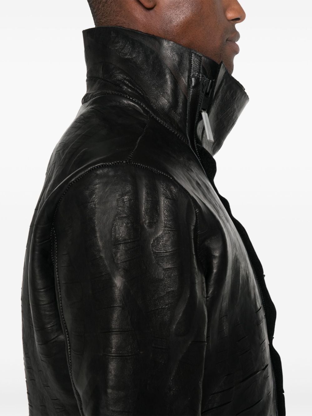 creased biker jacket - 5