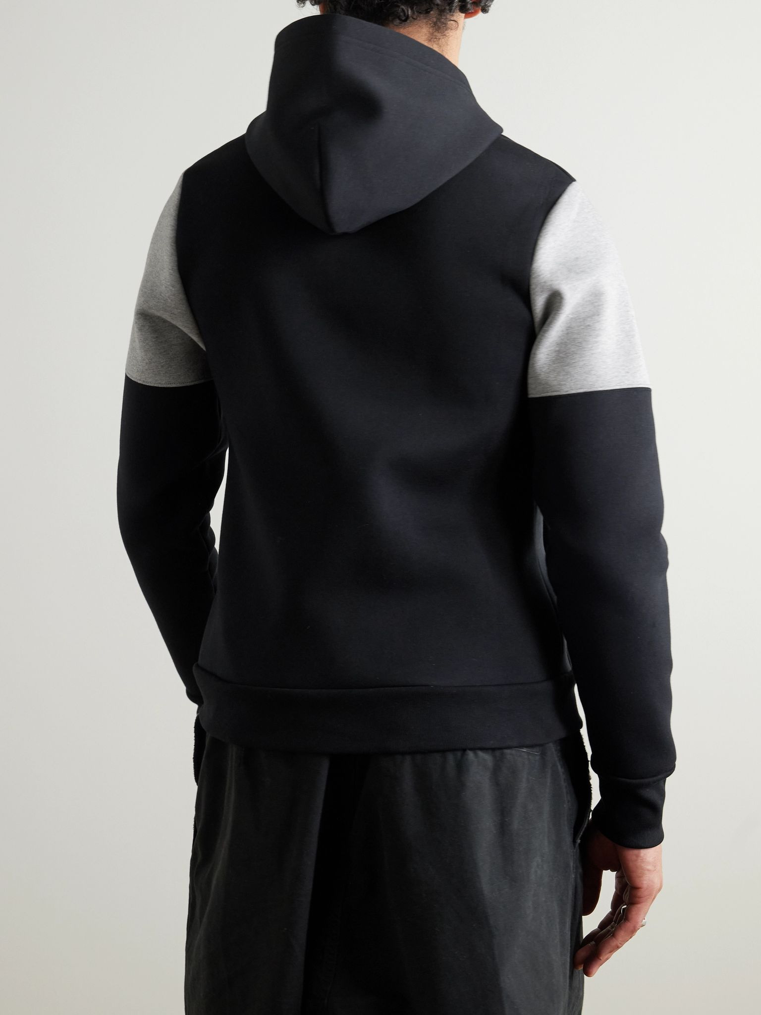 Logo-Embroidered Colour-Block Cotton-Jersey Hoodie Gray - 3