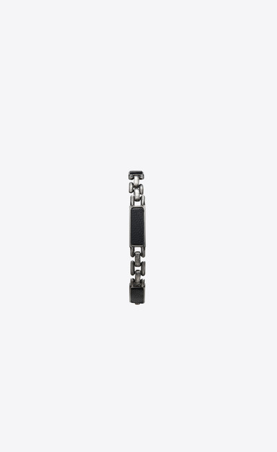 SAINT LAURENT rectangle link bracelet in leather and metal outlook