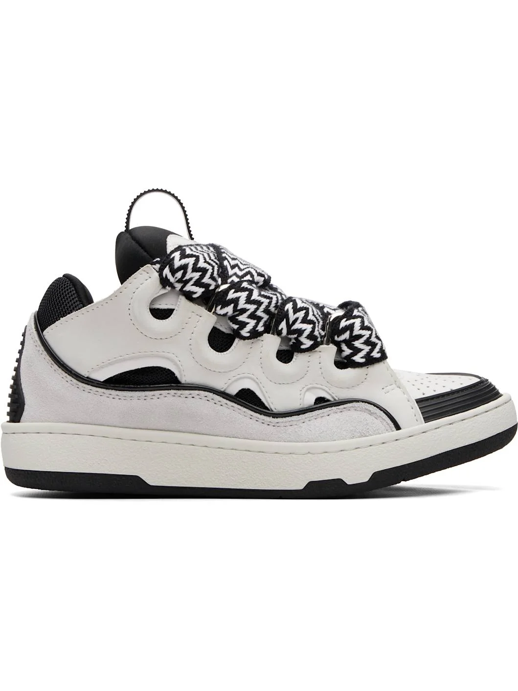 White & Black Bicolor Curb Sneakers - 1