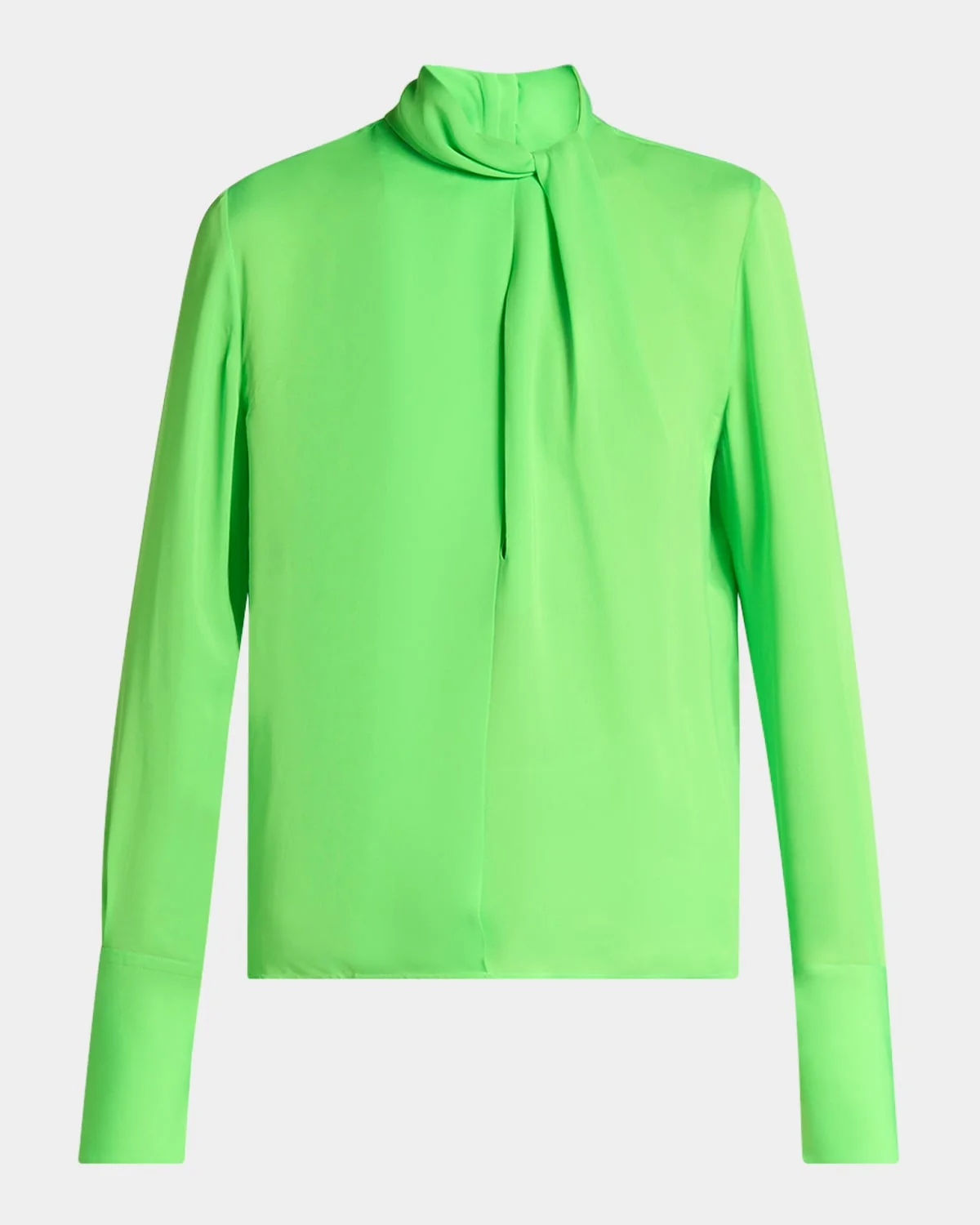 Twisted-Neck Silk Long-Sleeve Shirt - 1