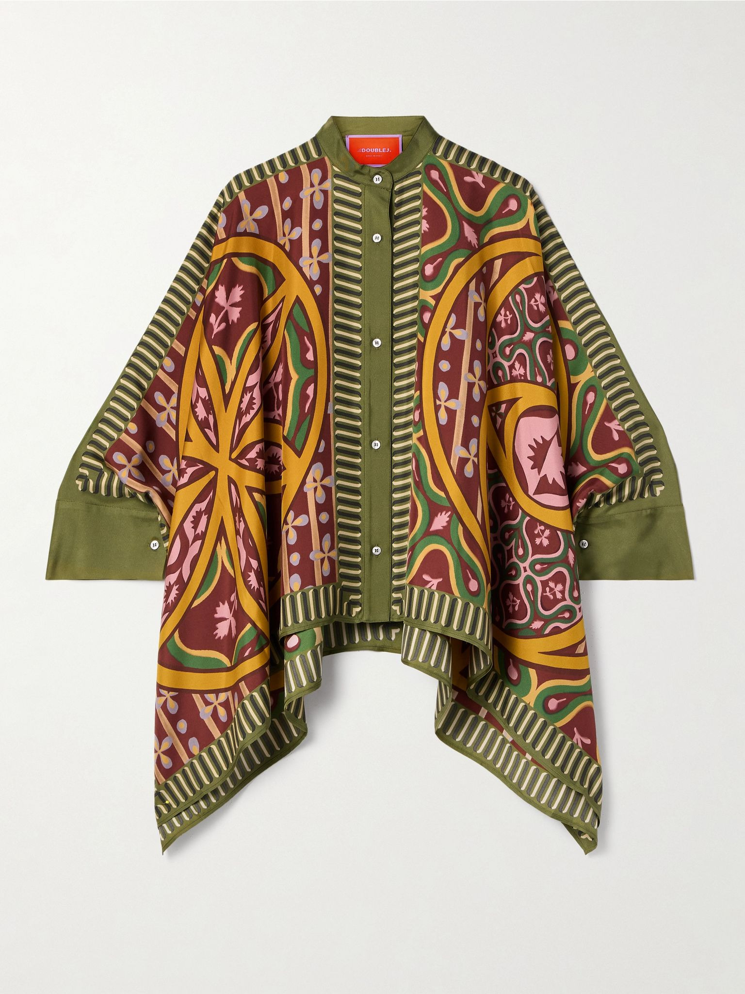 Foulard printed silk-twill shirt Yellow - 1