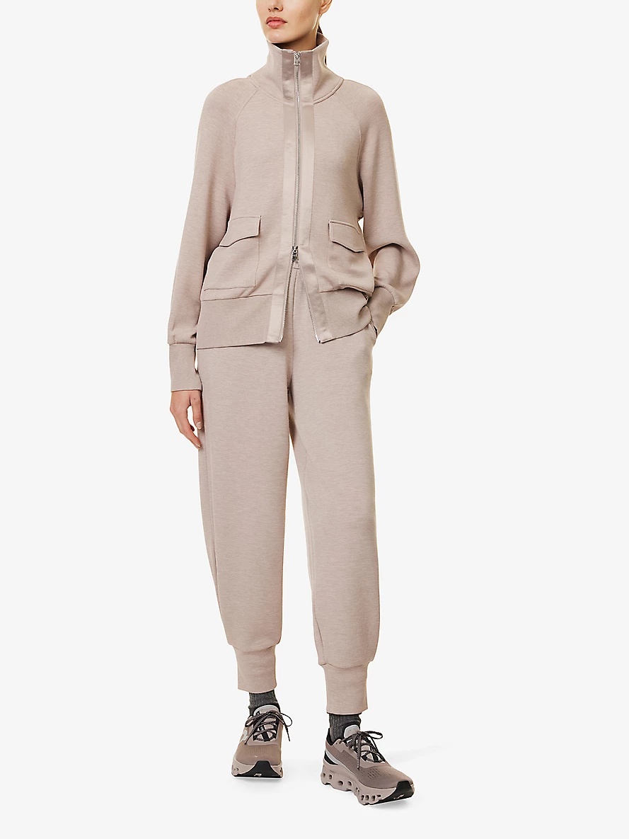 Slip-pocket elasticated-waistband stretch-jersey jogging bottoms - 2
