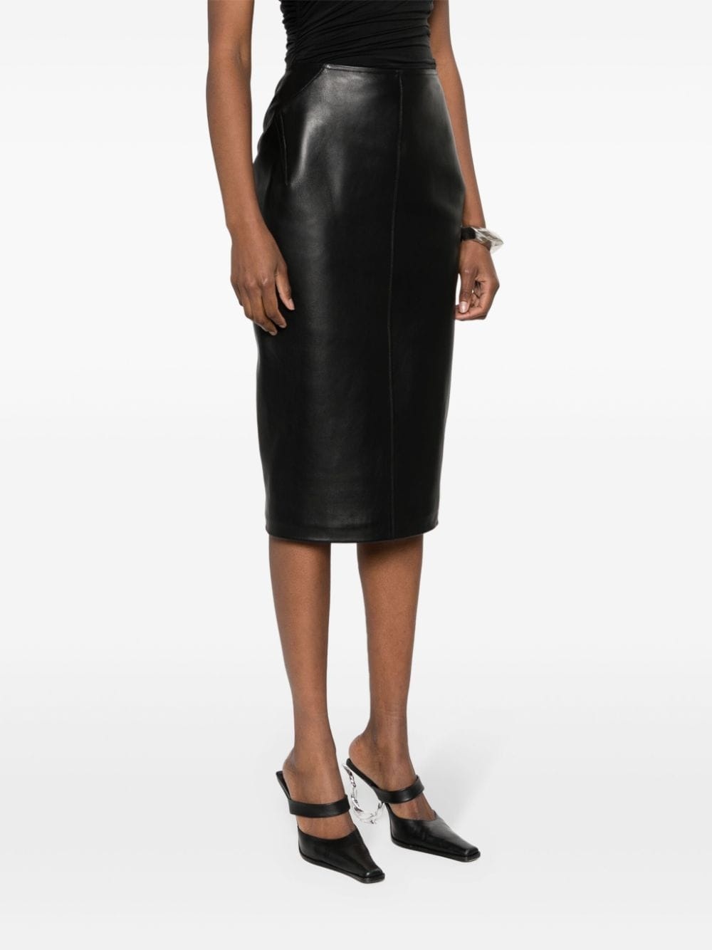 leather midi skirt - 4