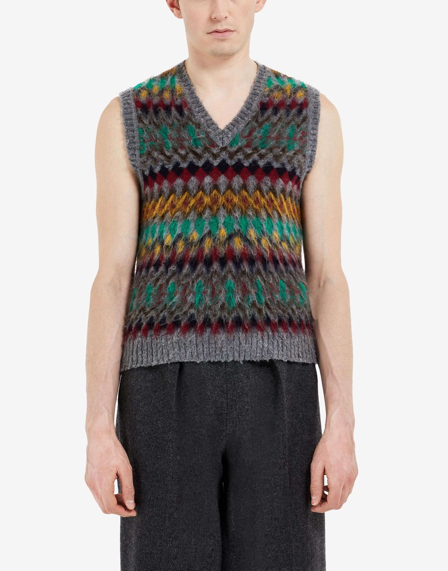 Blurred Fair Isle sleeveless sweater - 5