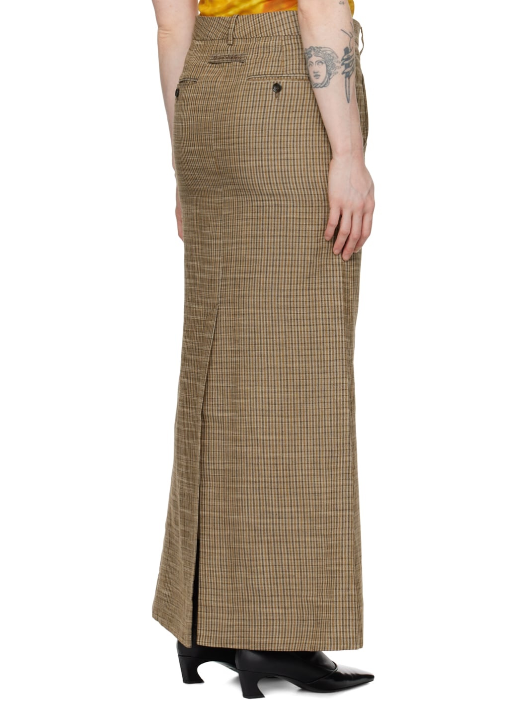 Brown Tailored Long Skirt - 3