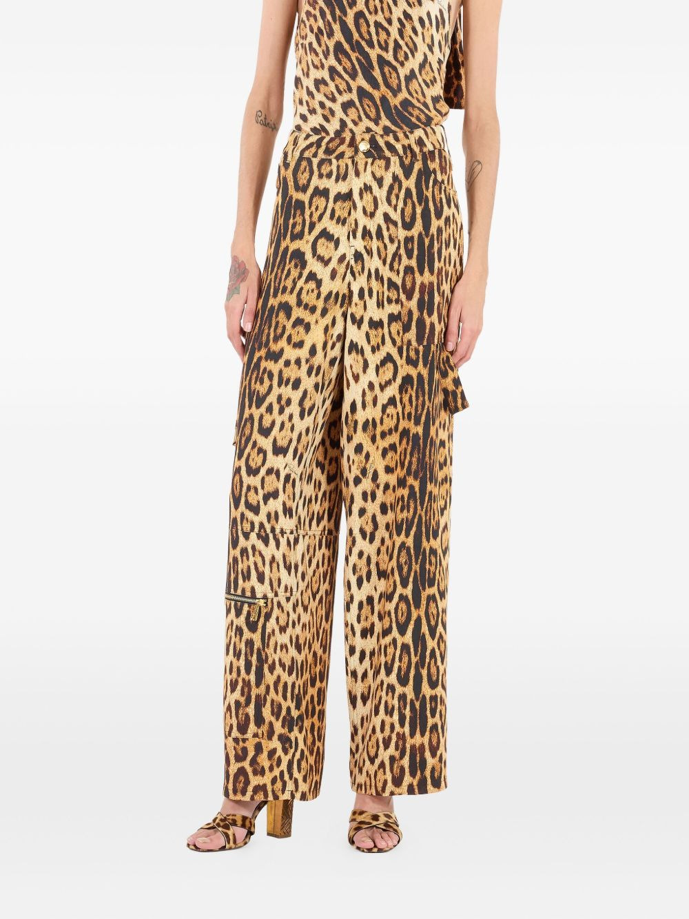 jaguar-print cargo pants - 3