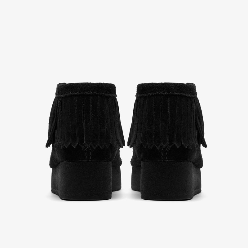 Wallabee Wedge Fringe Black Suede 5