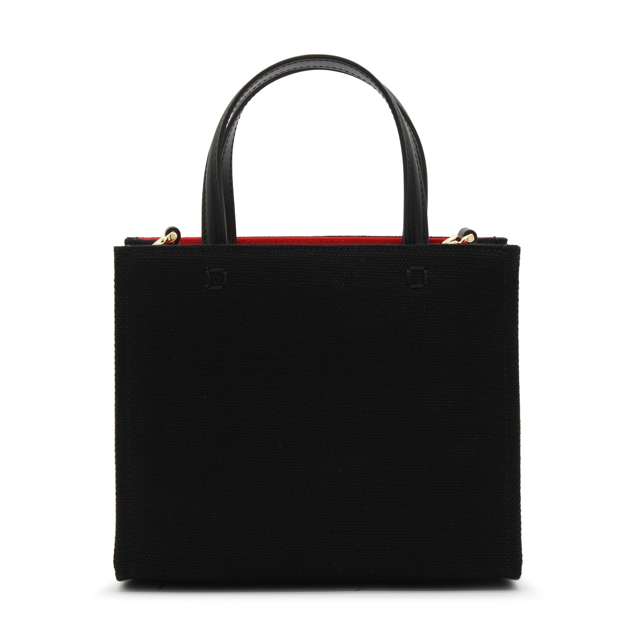 black, red and white canvas handle bag - 3