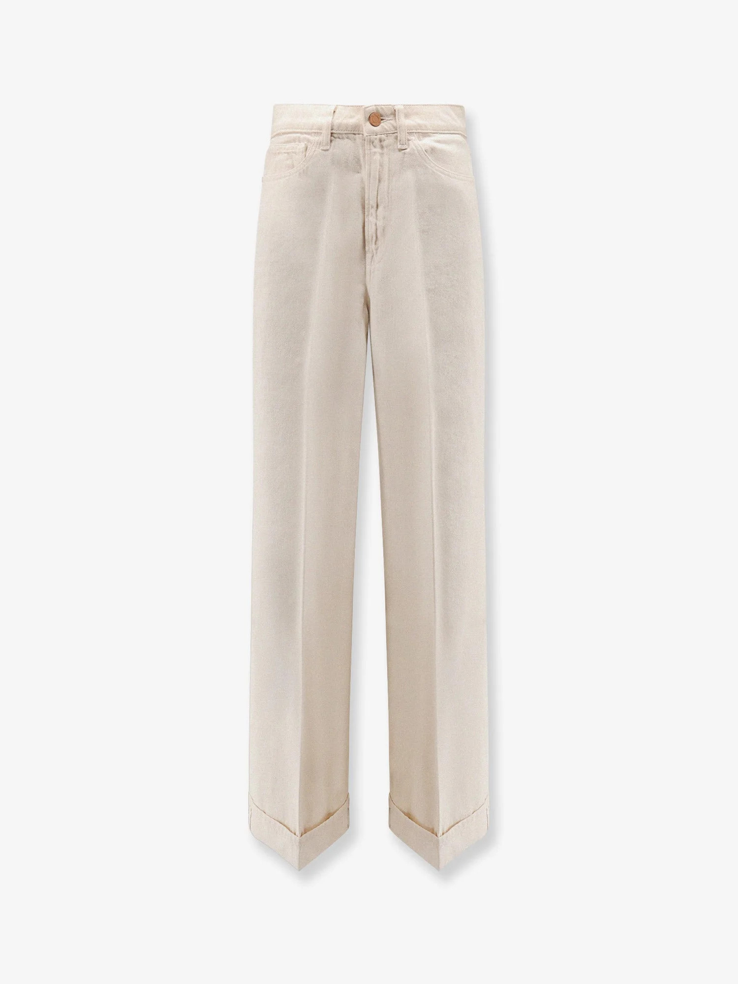 3X1 Flip Cuffed Cream Denim Trousers - 1