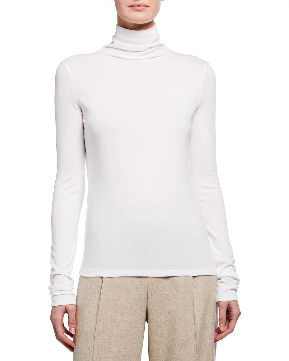 Essential Long-Sleeve Cotton Turtleneck Top - 1