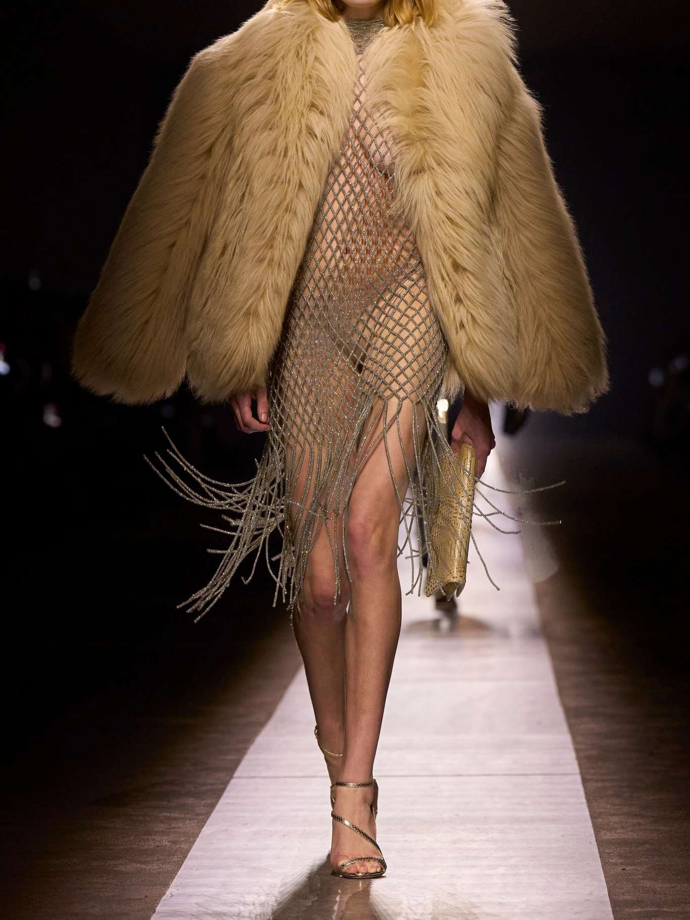 TOM FORD Fringed crystal-embellished cord halterneck mini