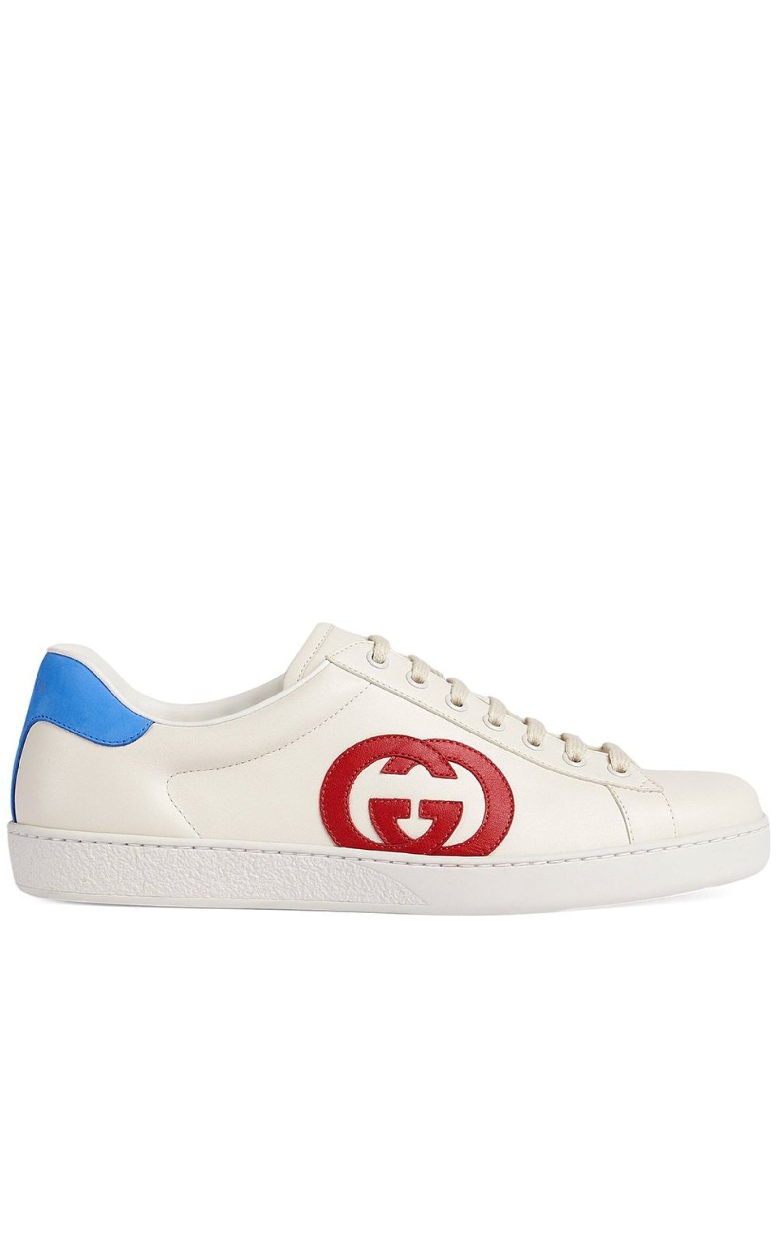 White GG Ace Leather Sneakers - 1