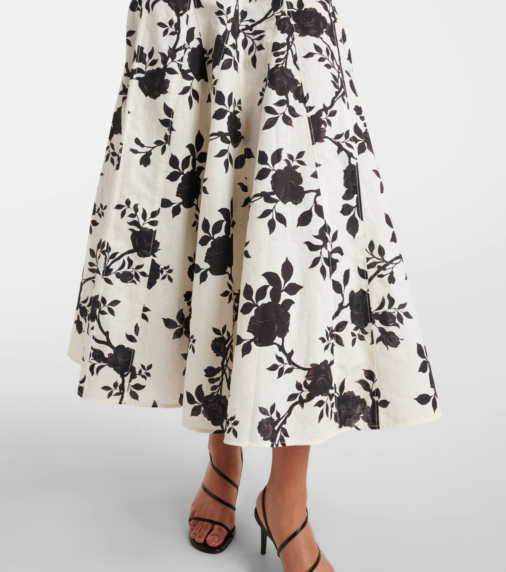 Floral linen and cotton midi dress - 5