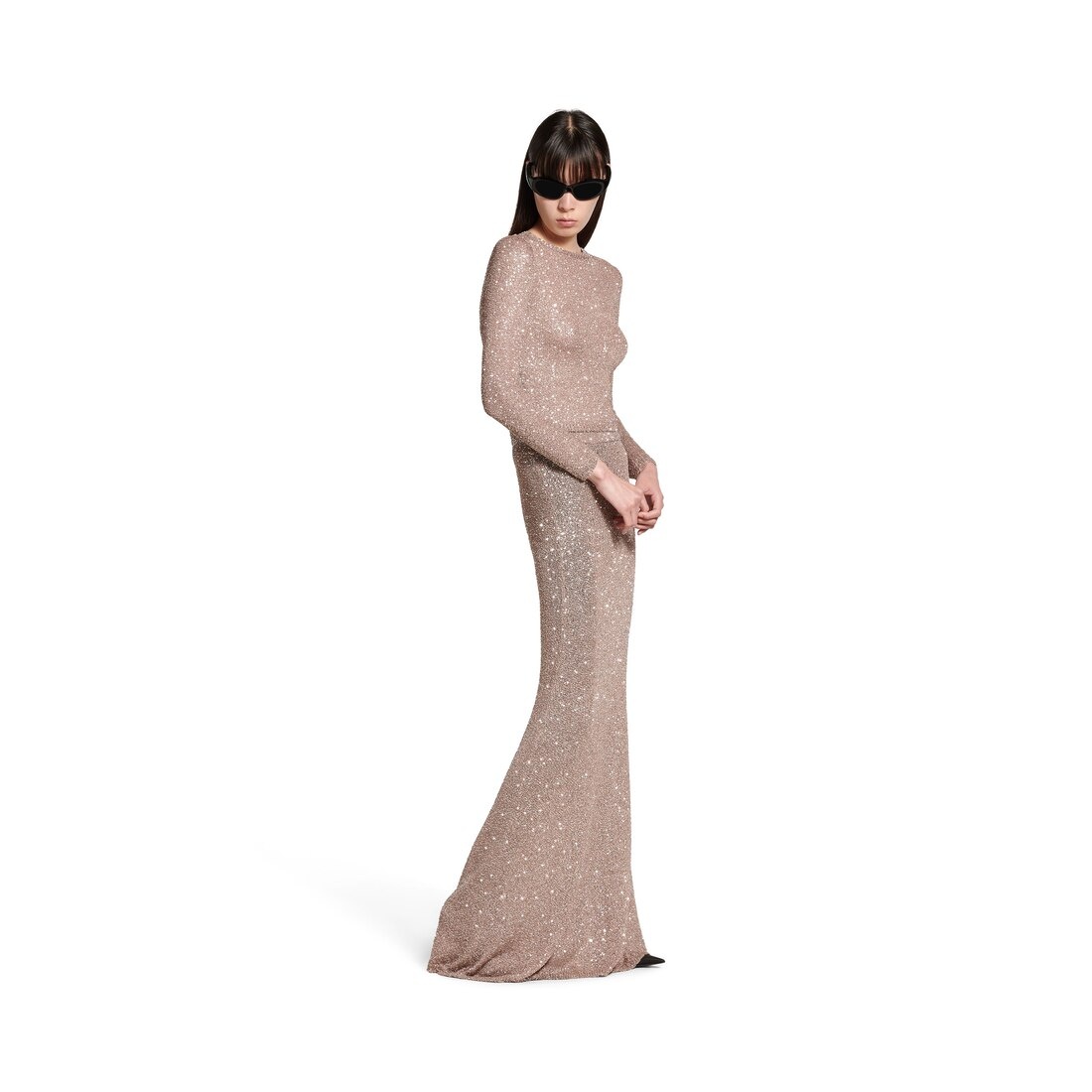スカート BALENCIAGA LIGHT BROWN/SILVER MAXI SKIRT WITH SEQUINS BALENCIAGA Women's Maxi Skirt in Brown | REVERSIBLE