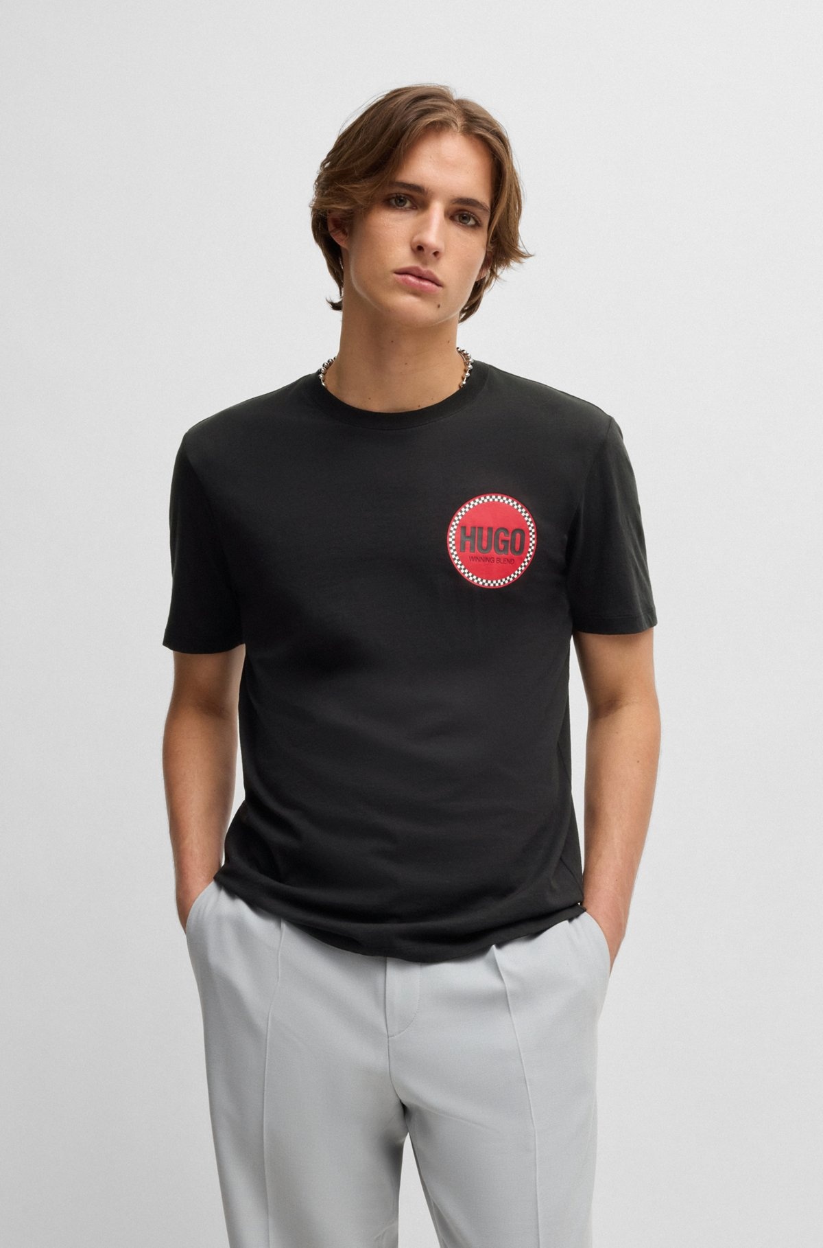 COTTON-JERSEY T-SHIRT WITH RACING LOGO PRINT - 2