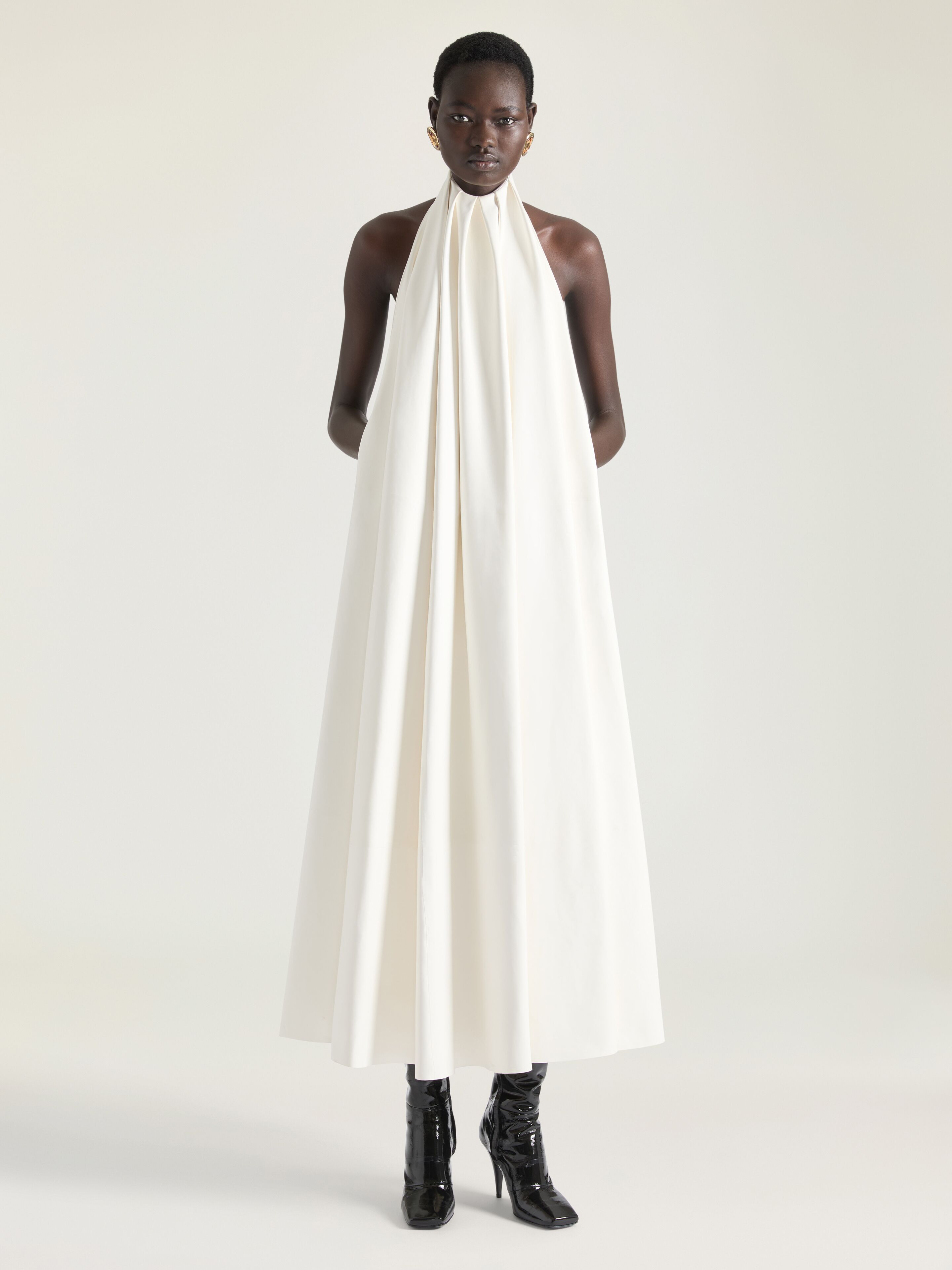 HALTERNECK EVENING DRESS IN LEATHER - 2