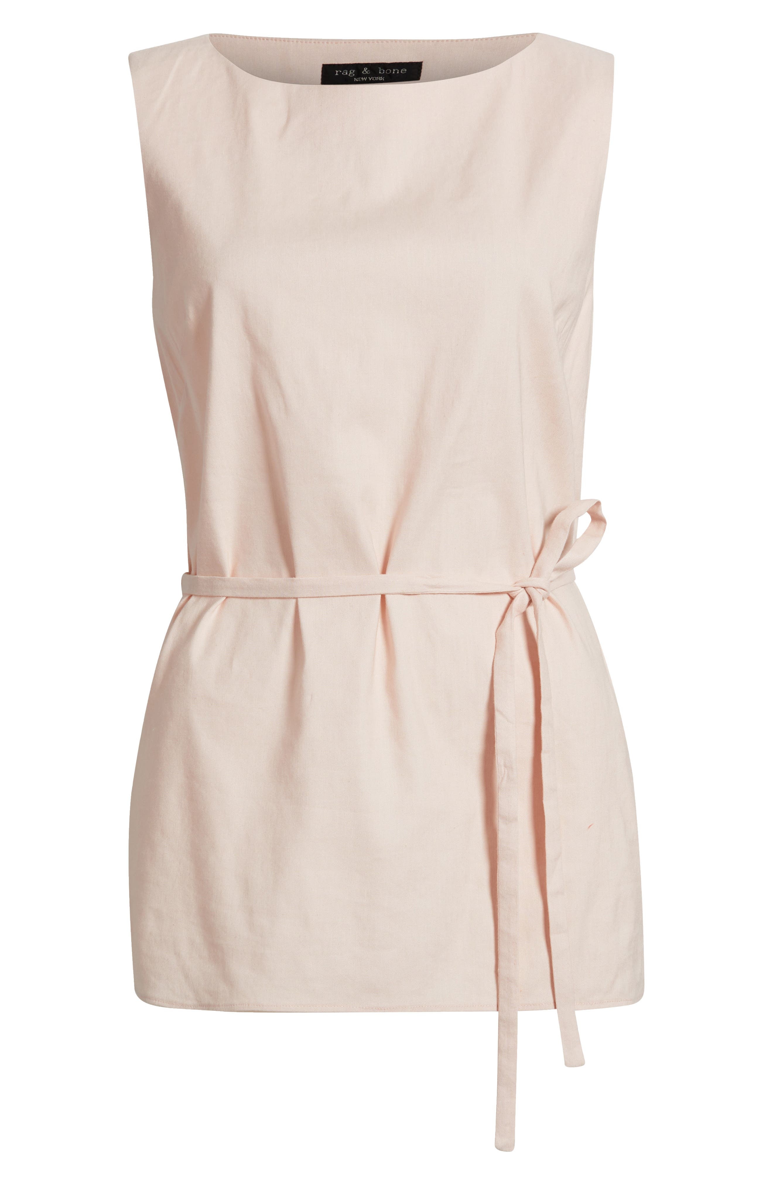 rag & bone Holland Tie Waist Linen Blend Tunic Top in Rose at Nordstrom - 5