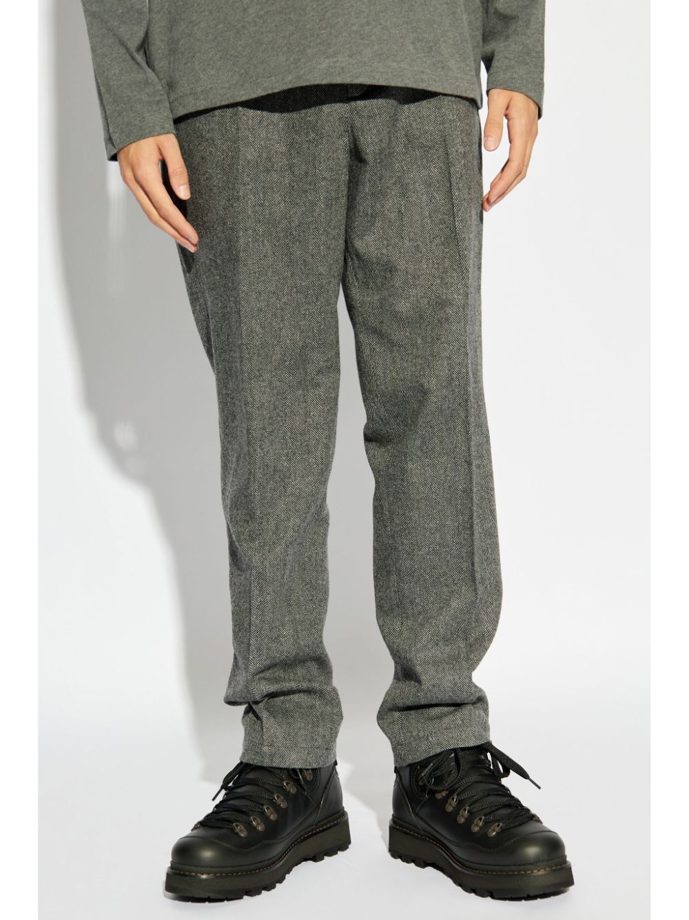 herringbone pattern tailored trousers - 3