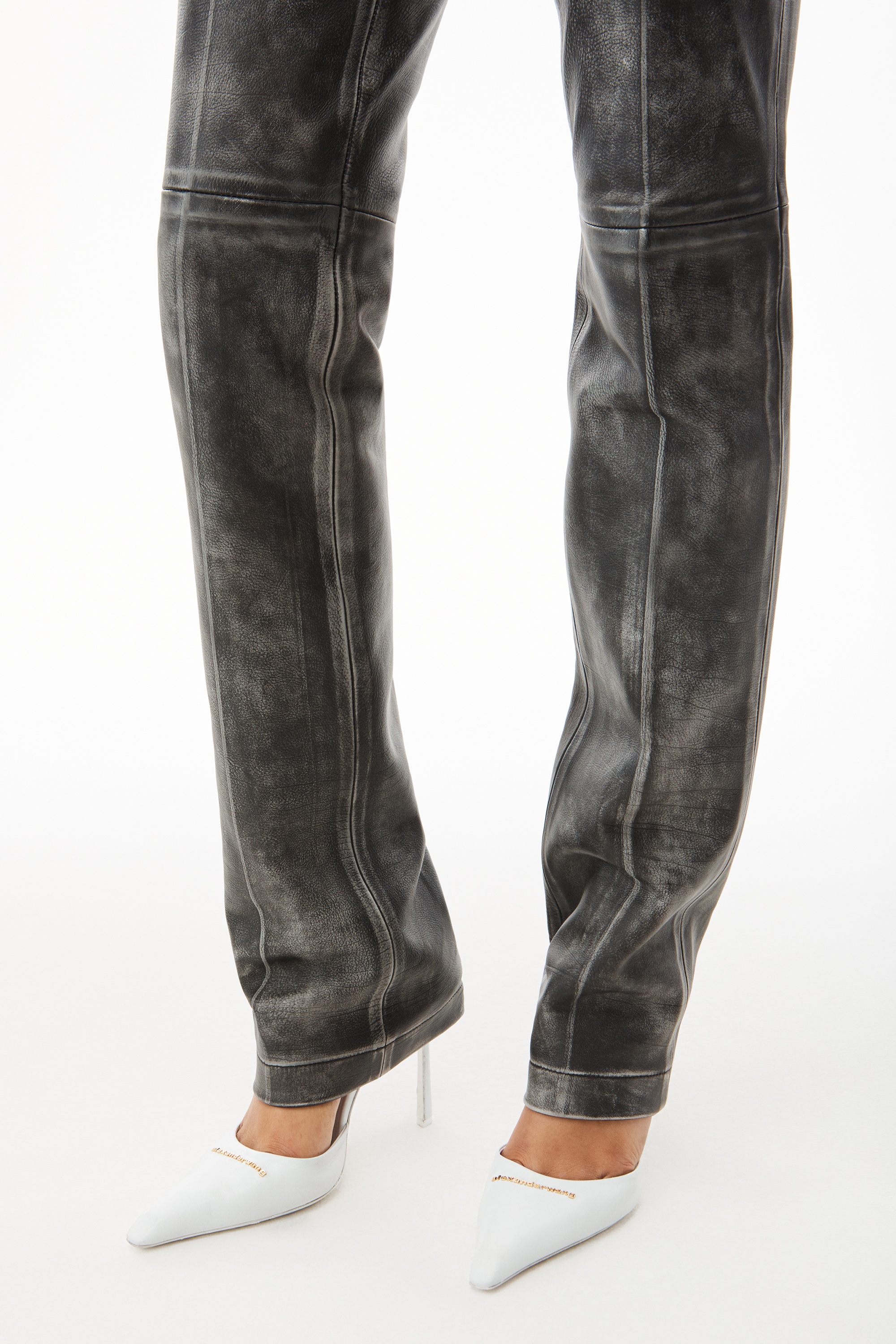 SLIM STRAIGHT PANT IN MOTO LEATHER - 6