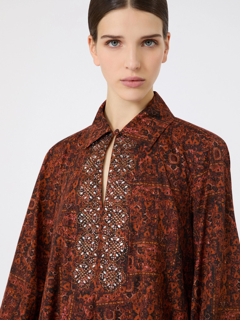 CHARME Printed cotton kaftan dress - CARAMEL 5