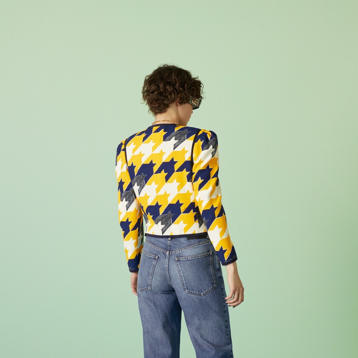 Geometric houndstooth print viscose jacket - 6