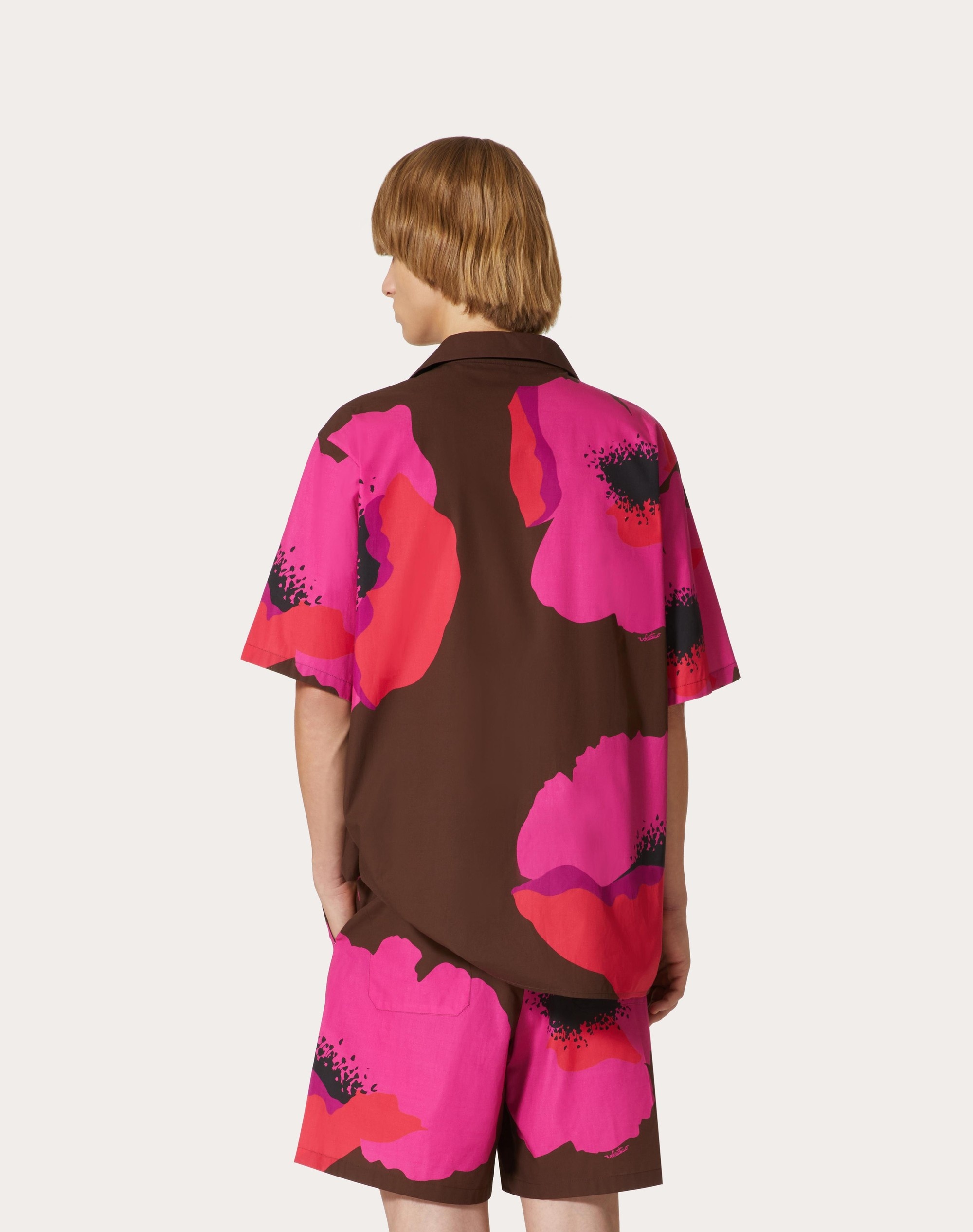 COTTON POPLIN BOWLING SHIRT WITH VALENTINO FLOWER PORTRAIT PRINT - 4