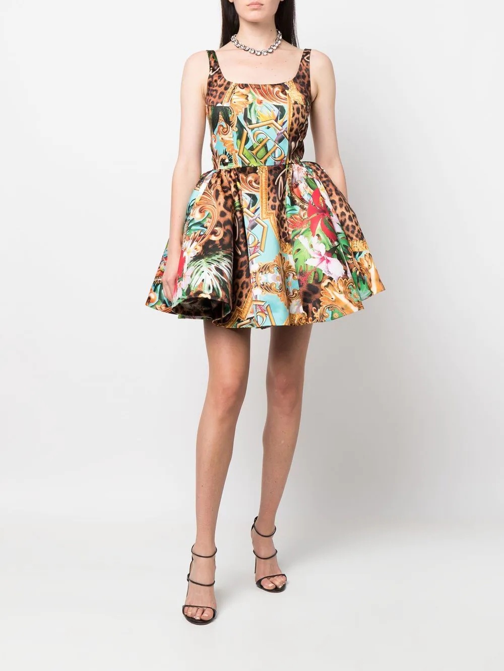 Duchesse baroque flowers-print mini dress - 2