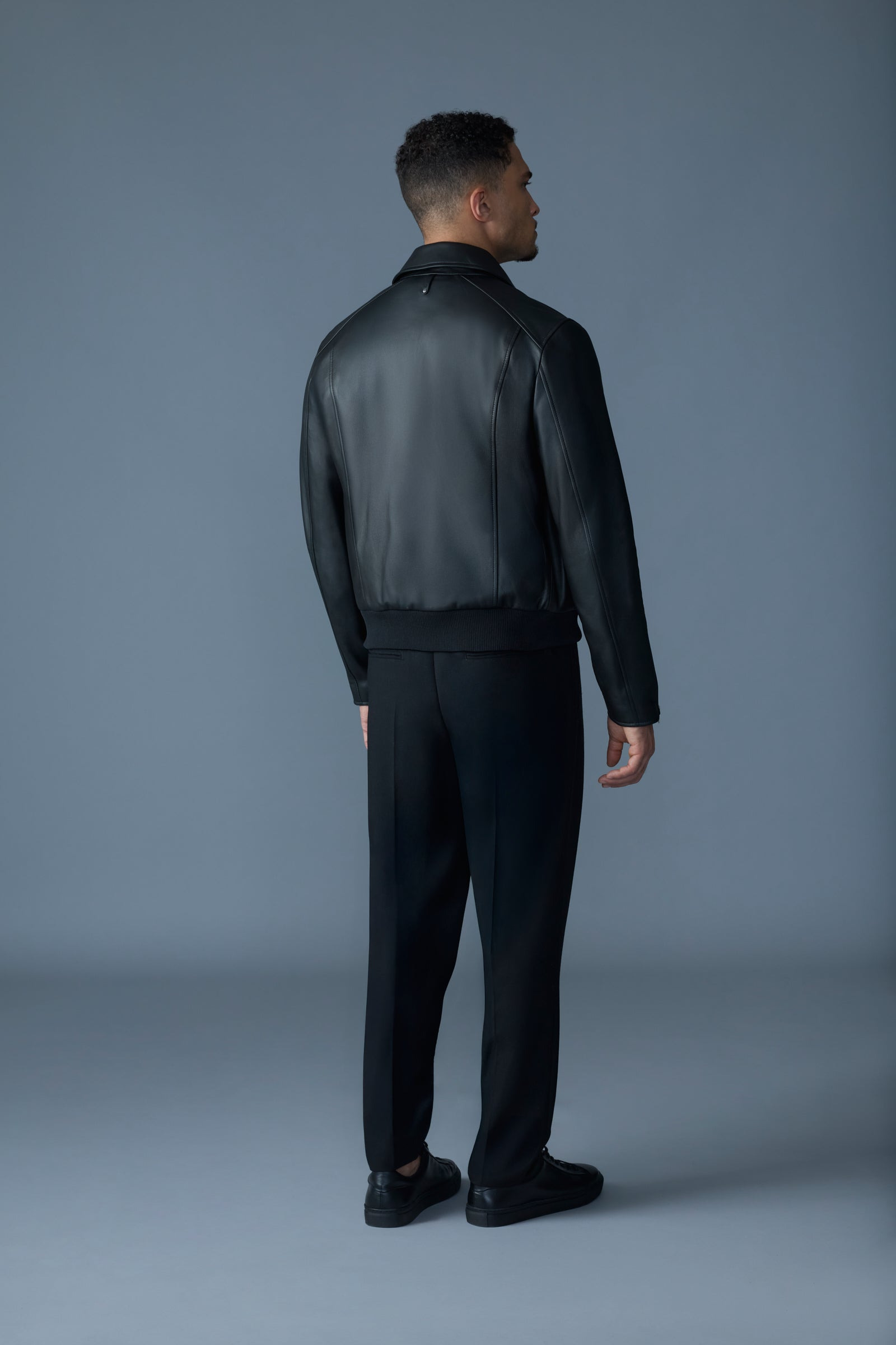 CHANCE-Z Spread Collar Leather Jacket - 4