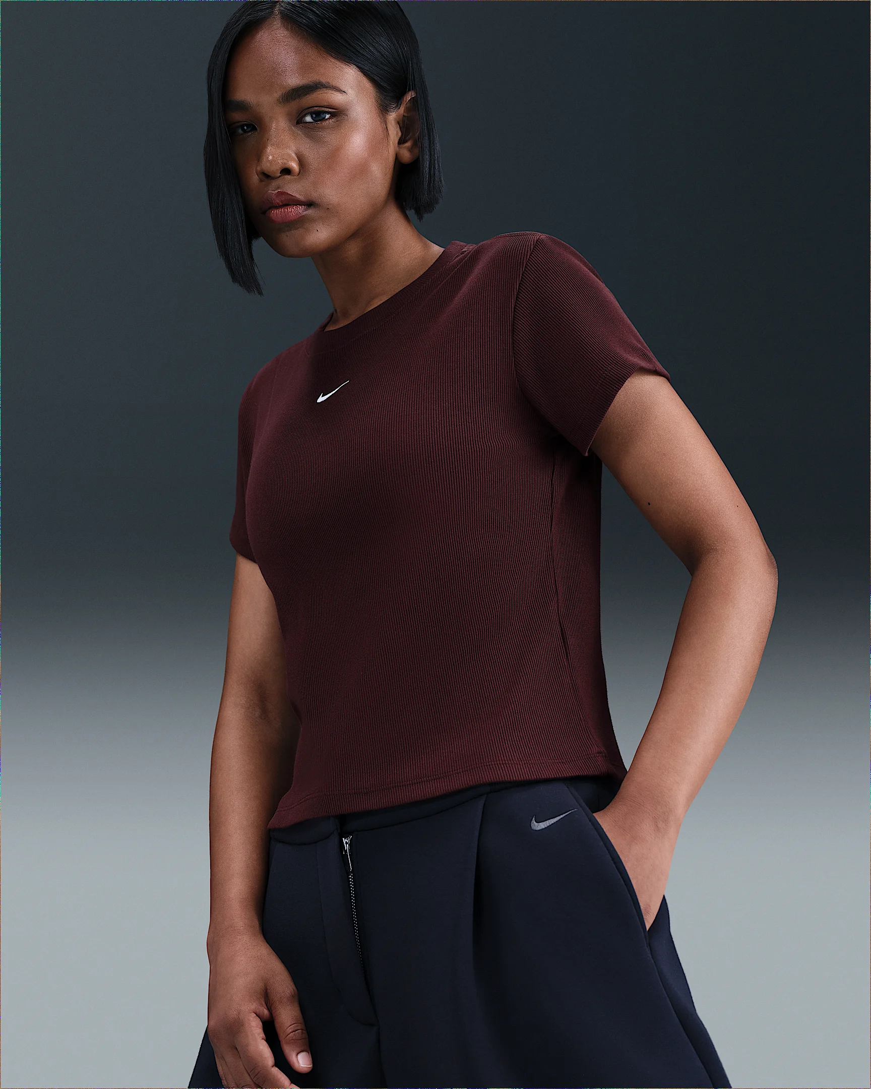 Nike Sportswear Women's Tight Ribbed Short-Sleeve T-Shirt - 1