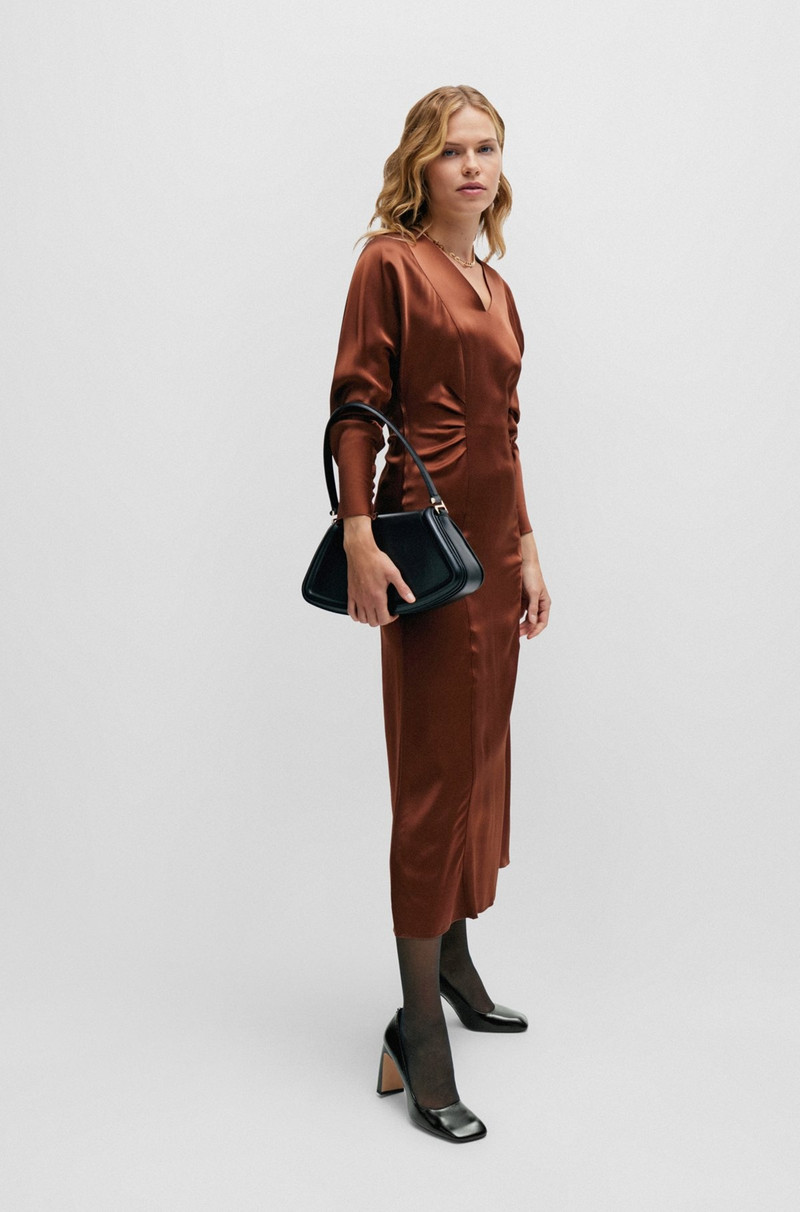 BOSS GATHERED-DETAIL REGULAR-FIT DRESS IN SOFT SATIN outlook