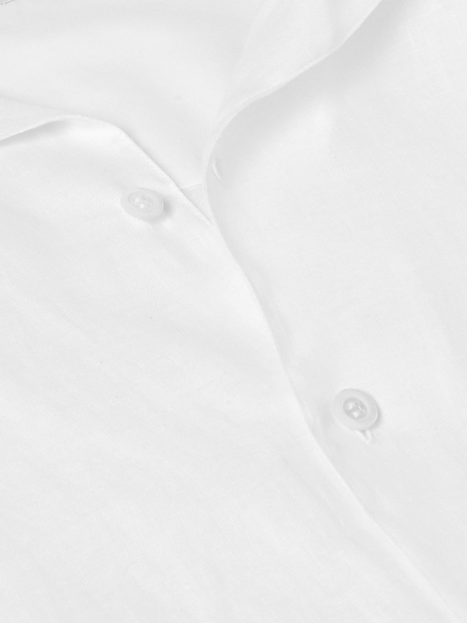 Camp-Collar Linen Shirt White - 5