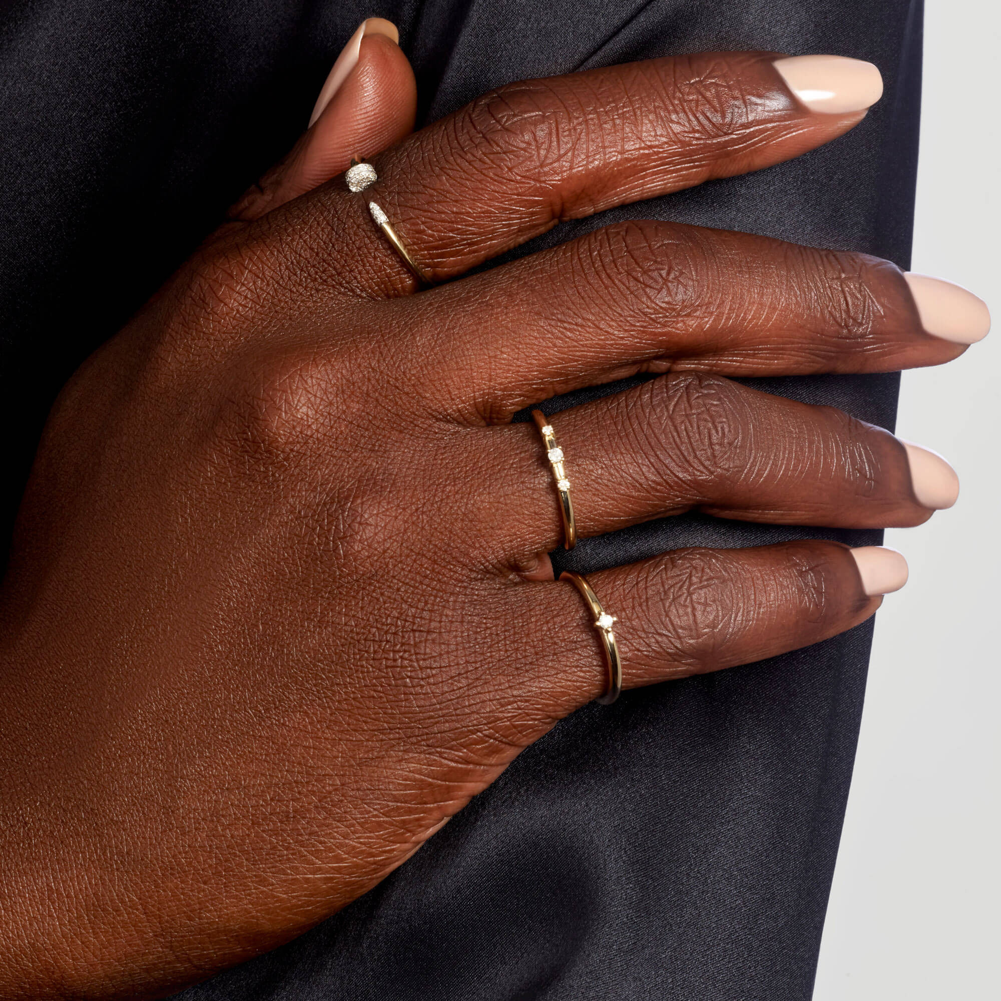 Dainty Diamond Trio Ring - 6