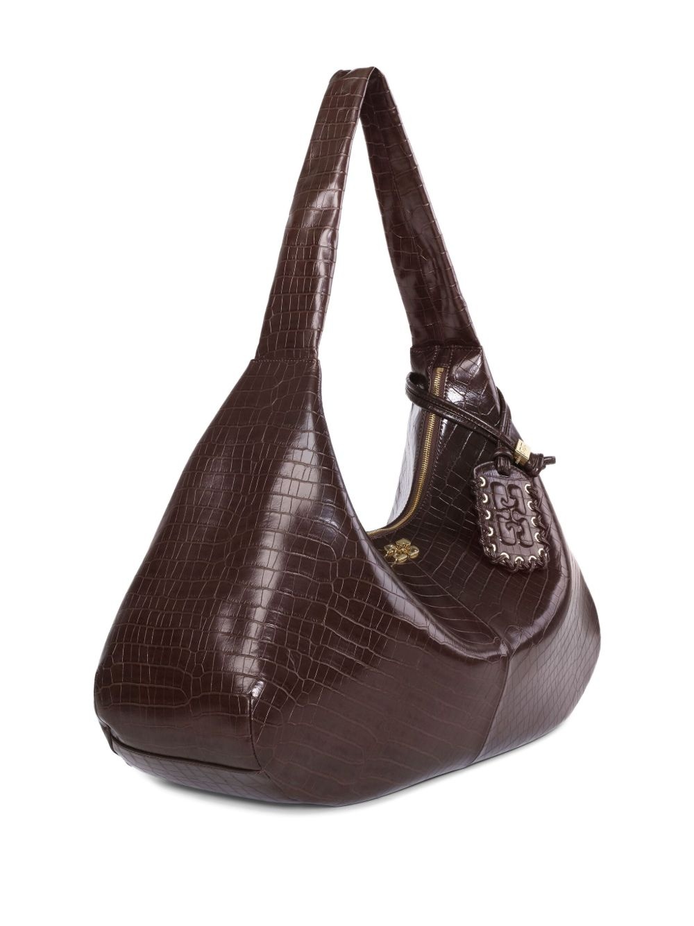 crocodile-embossed shoulder bag - 5