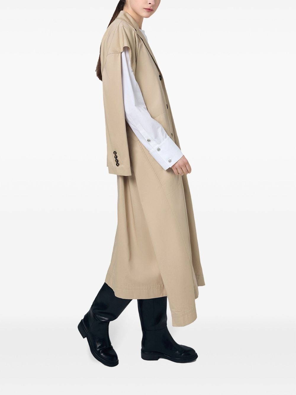 cut-out cotton trench coat - 3