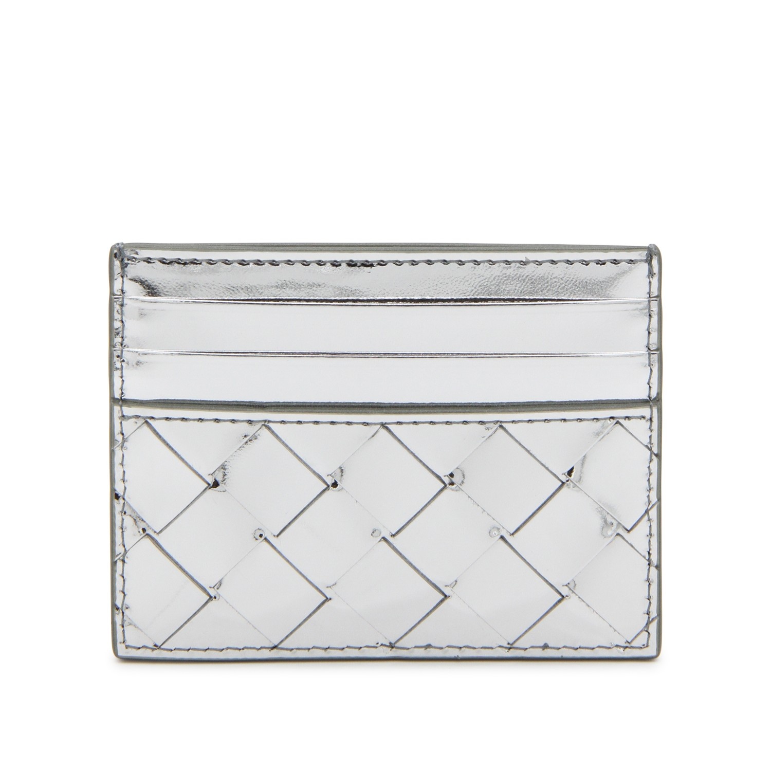SILVER-TONE LEATHER CARD HOLDER - 1