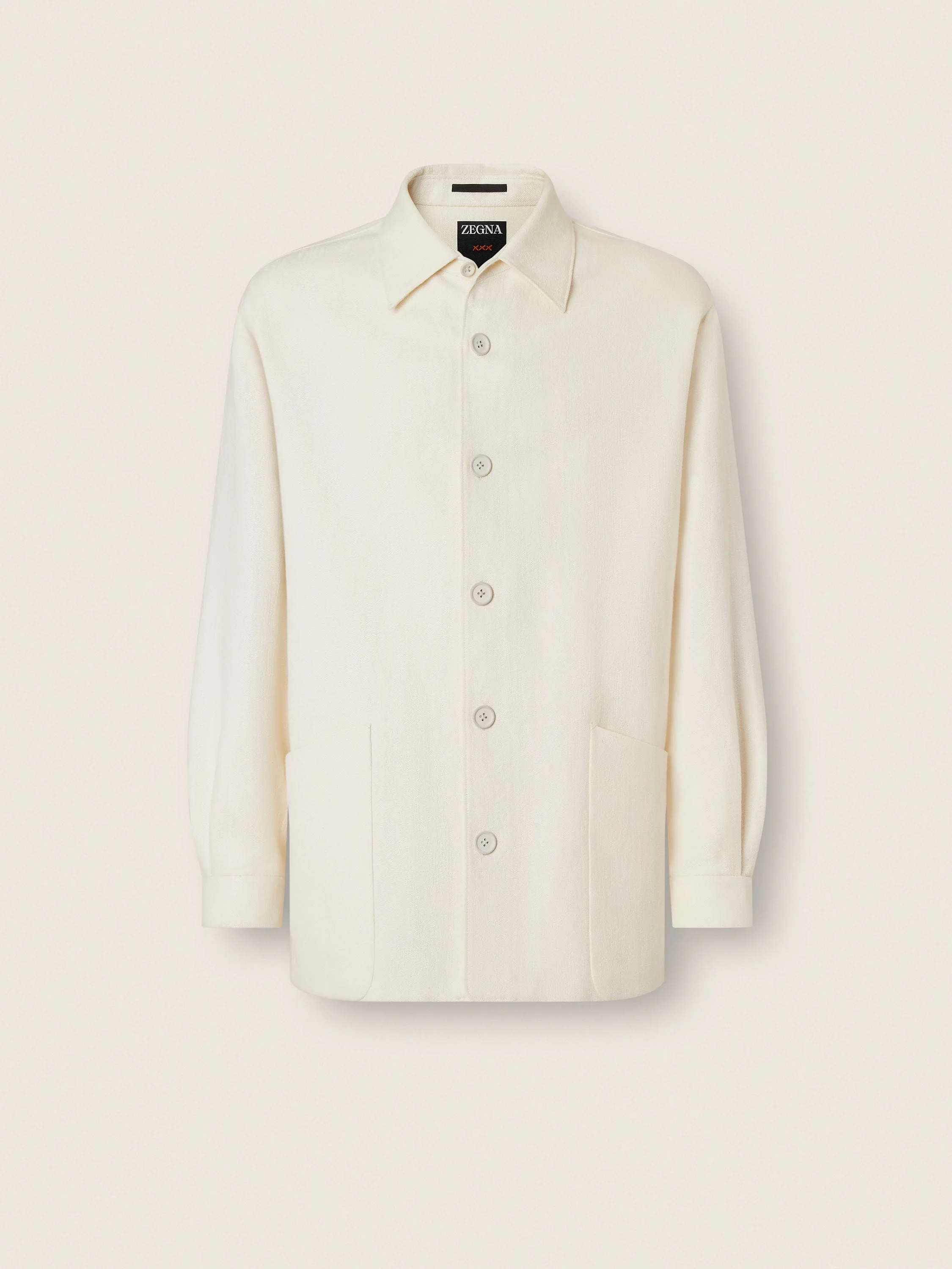 WHITE WOOL AND LINEN OVERSHIRT - 1