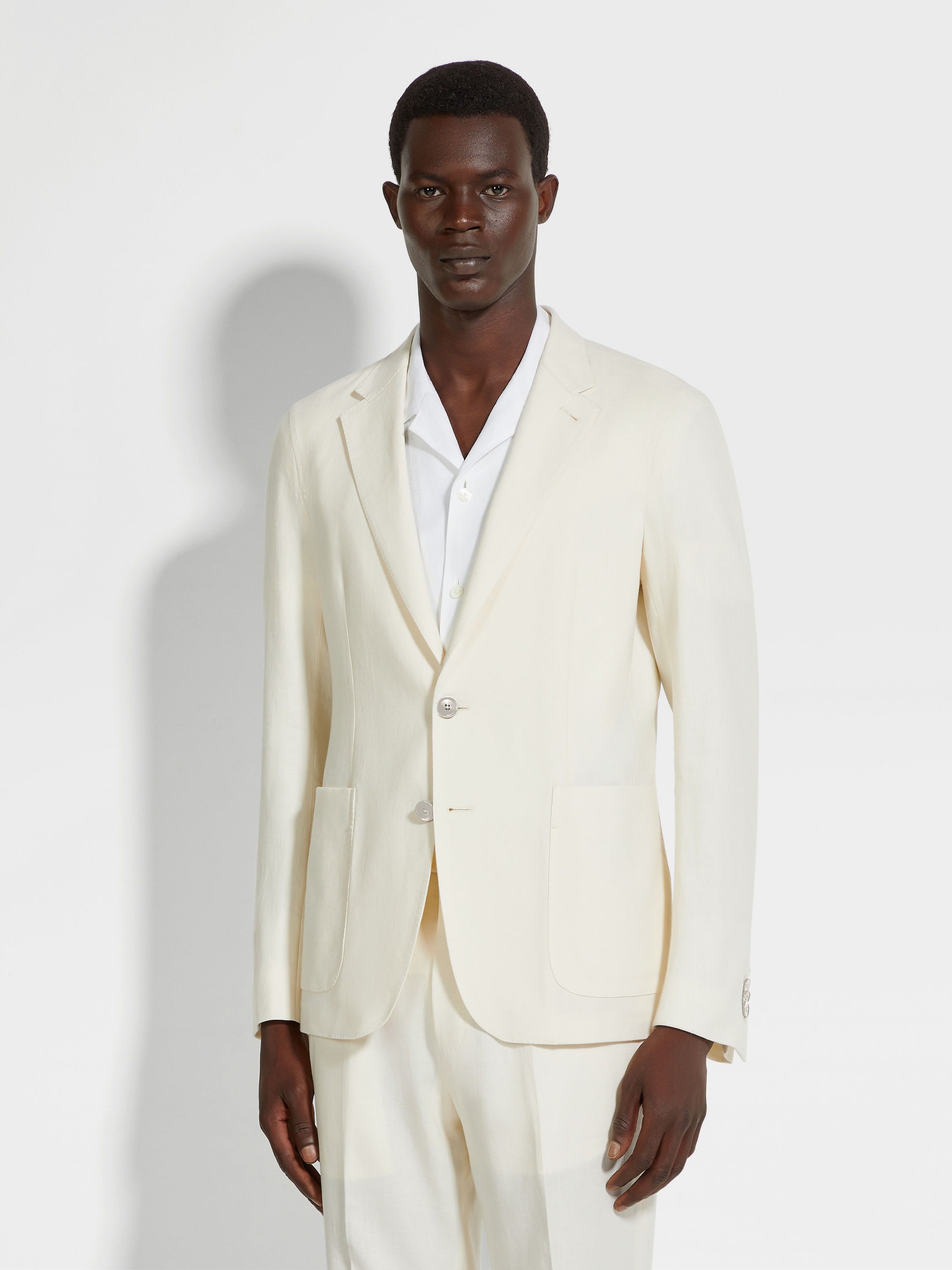 WHITE OASI LINO SHIRT JACKET - 4